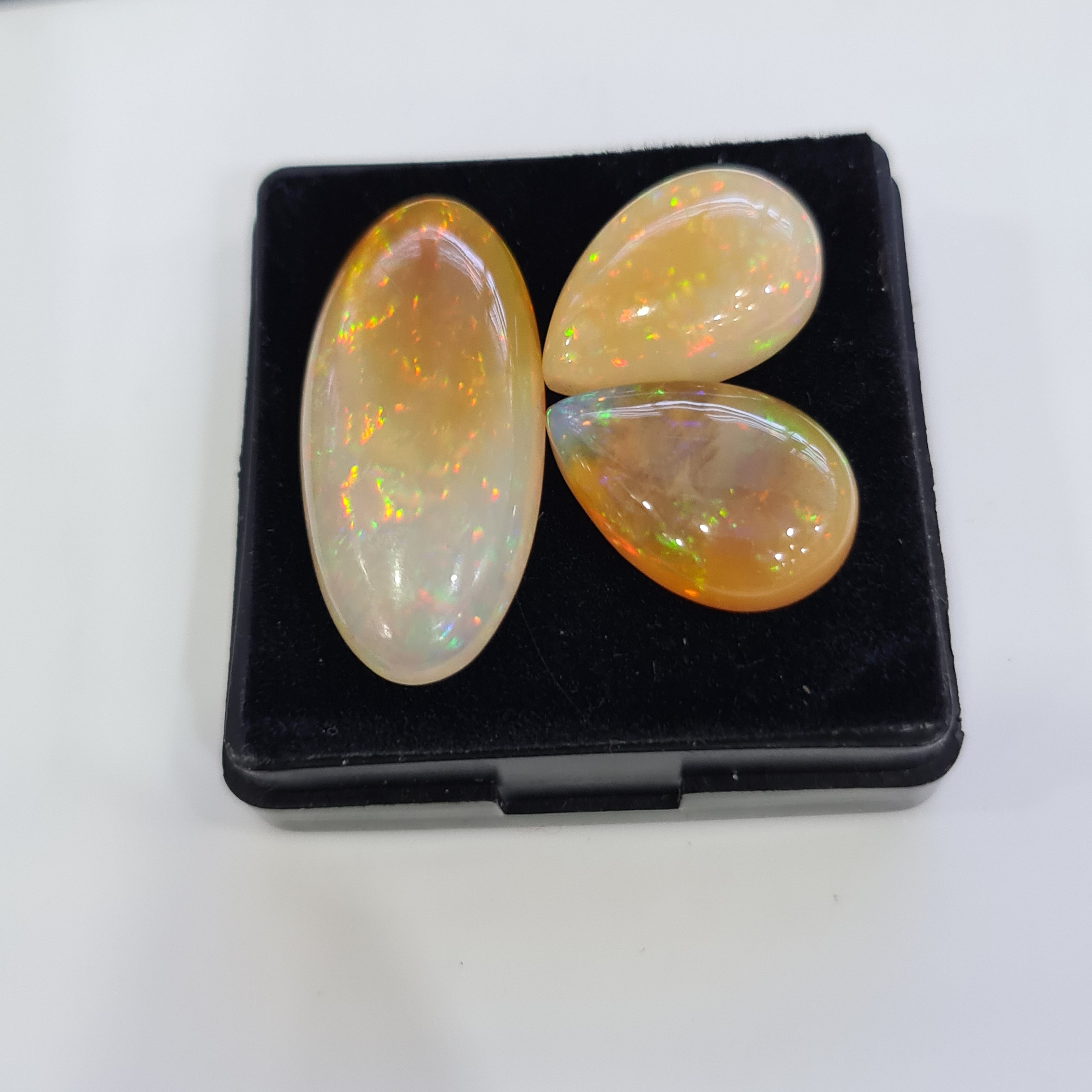 3pcs Natural Ethiopian Opal Cabochon | Oval&Pear| Size: 18-30mm - The LabradoriteKing