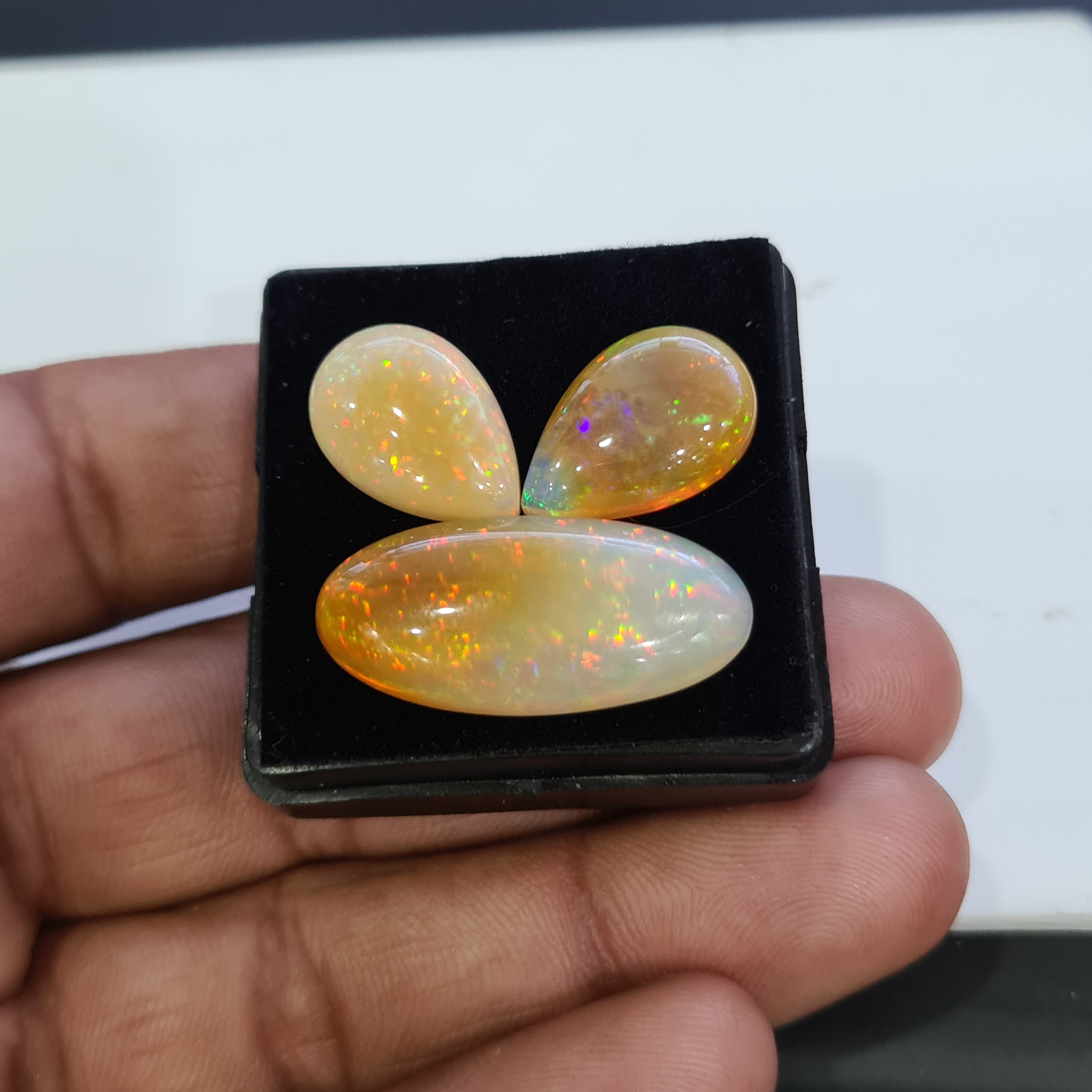 3pcs Natural Ethiopian Opal Cabochon | Oval&Pear| Size: 18-30mm - The LabradoriteKing