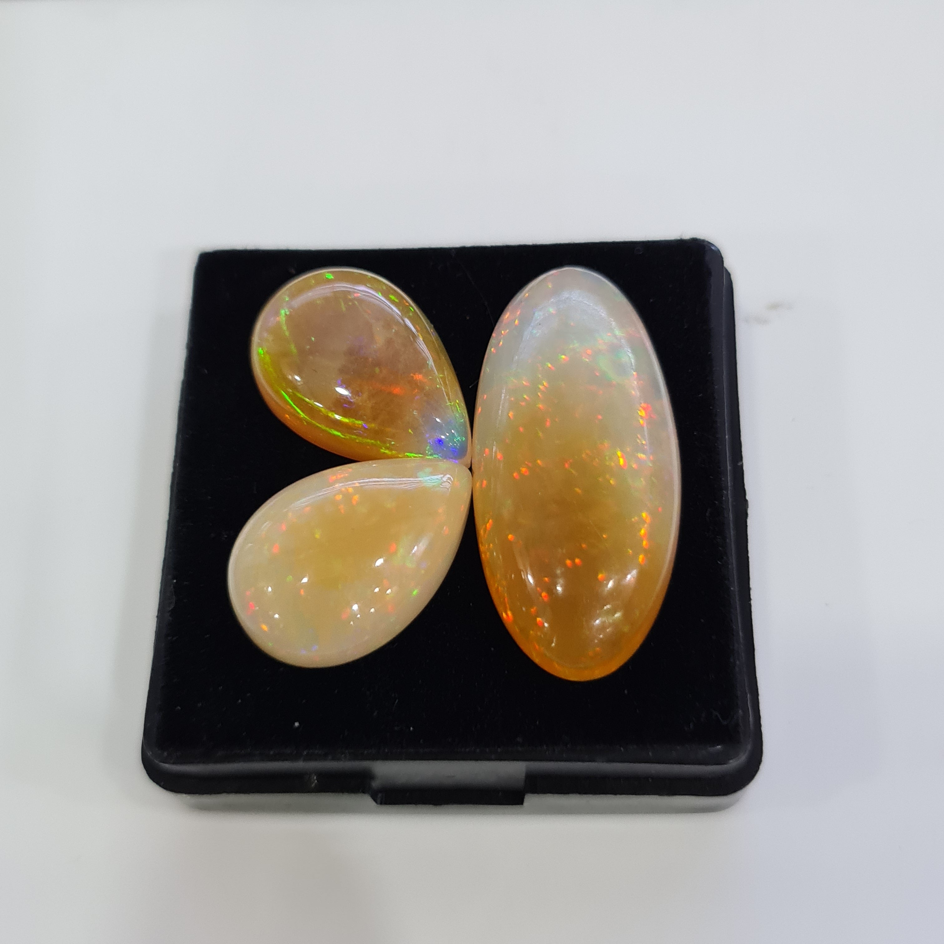 3pcs Natural Ethiopian Opal Cabochon | Oval&Pear| Size: 18-30mm - The LabradoriteKing