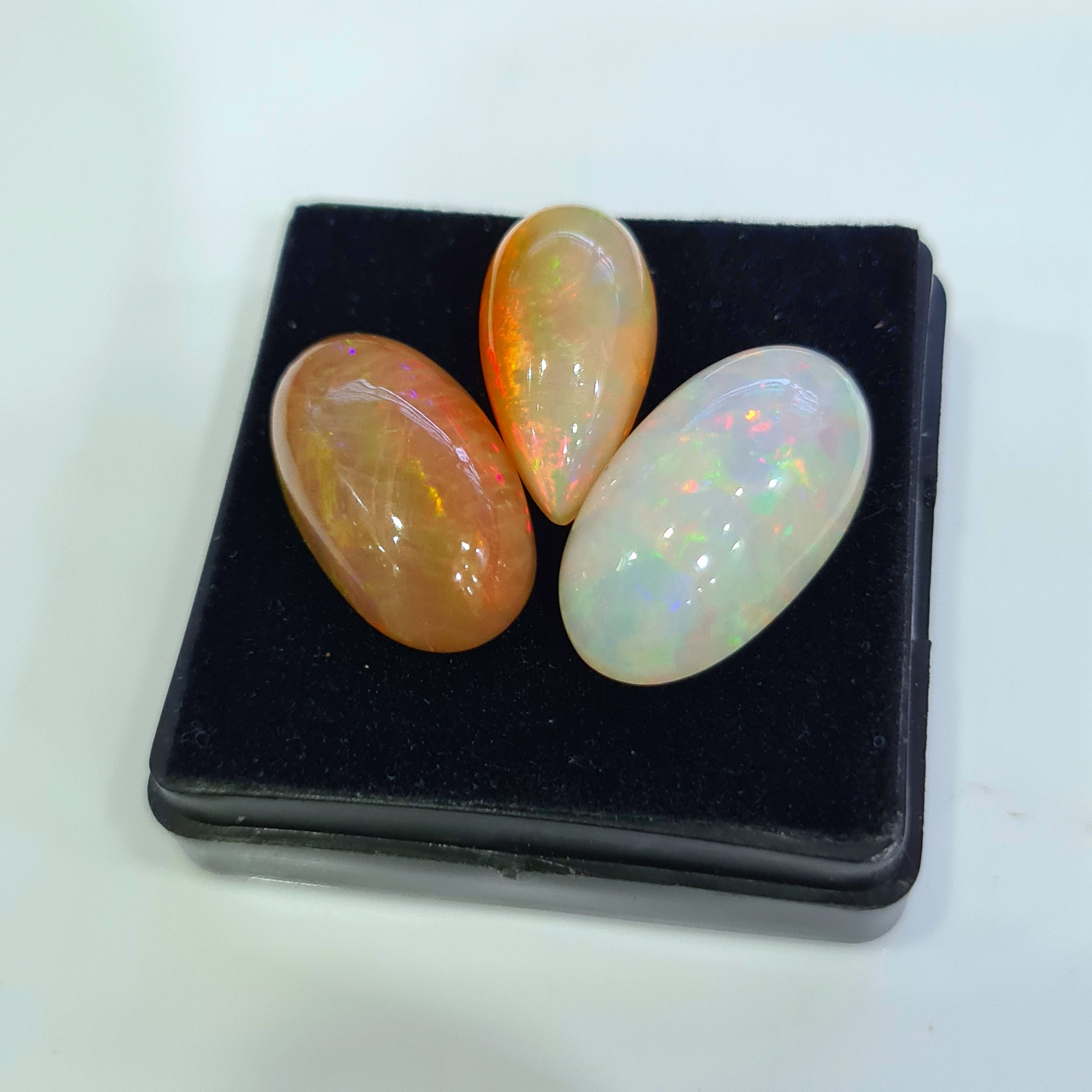 3pcs Natural Ethiopian Opal Cabochon | Oval&Pear| Size: 19-22mm - The LabradoriteKing