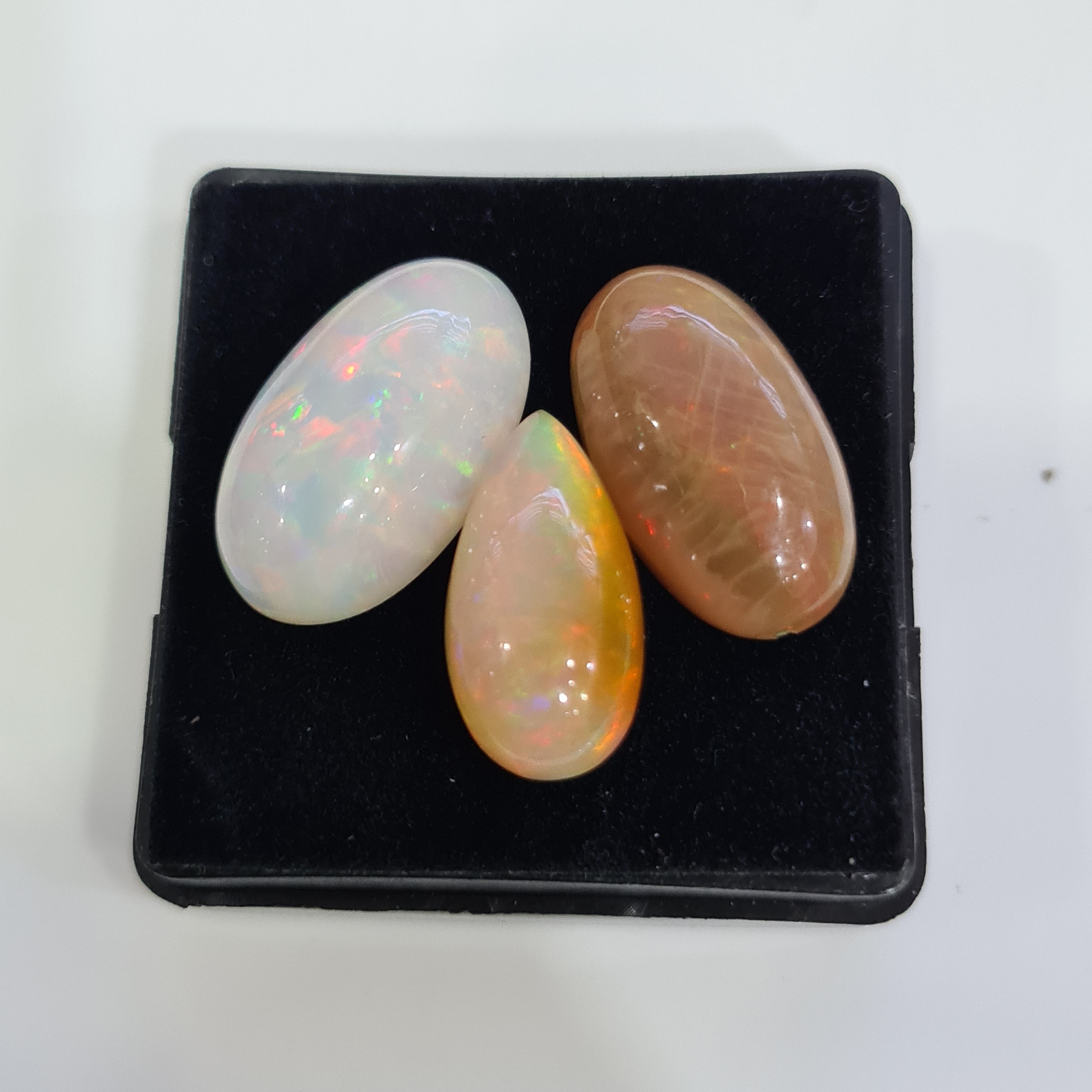 3pcs Natural Ethiopian Opal Cabochon | Oval&Pear| Size: 19-22mm - The LabradoriteKing