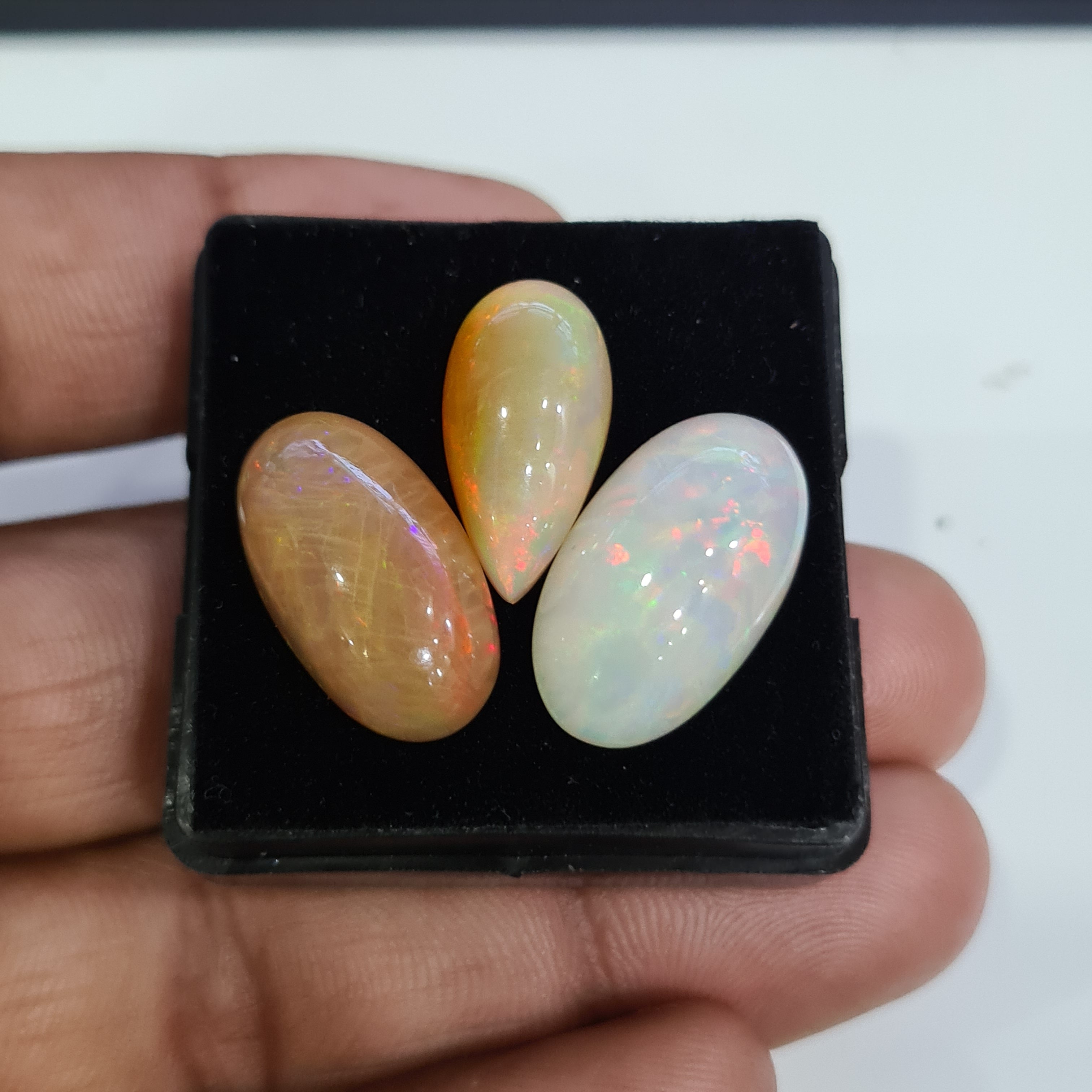3pcs Natural Ethiopian Opal Cabochon | Oval&Pear| Size: 19-22mm - The LabradoriteKing