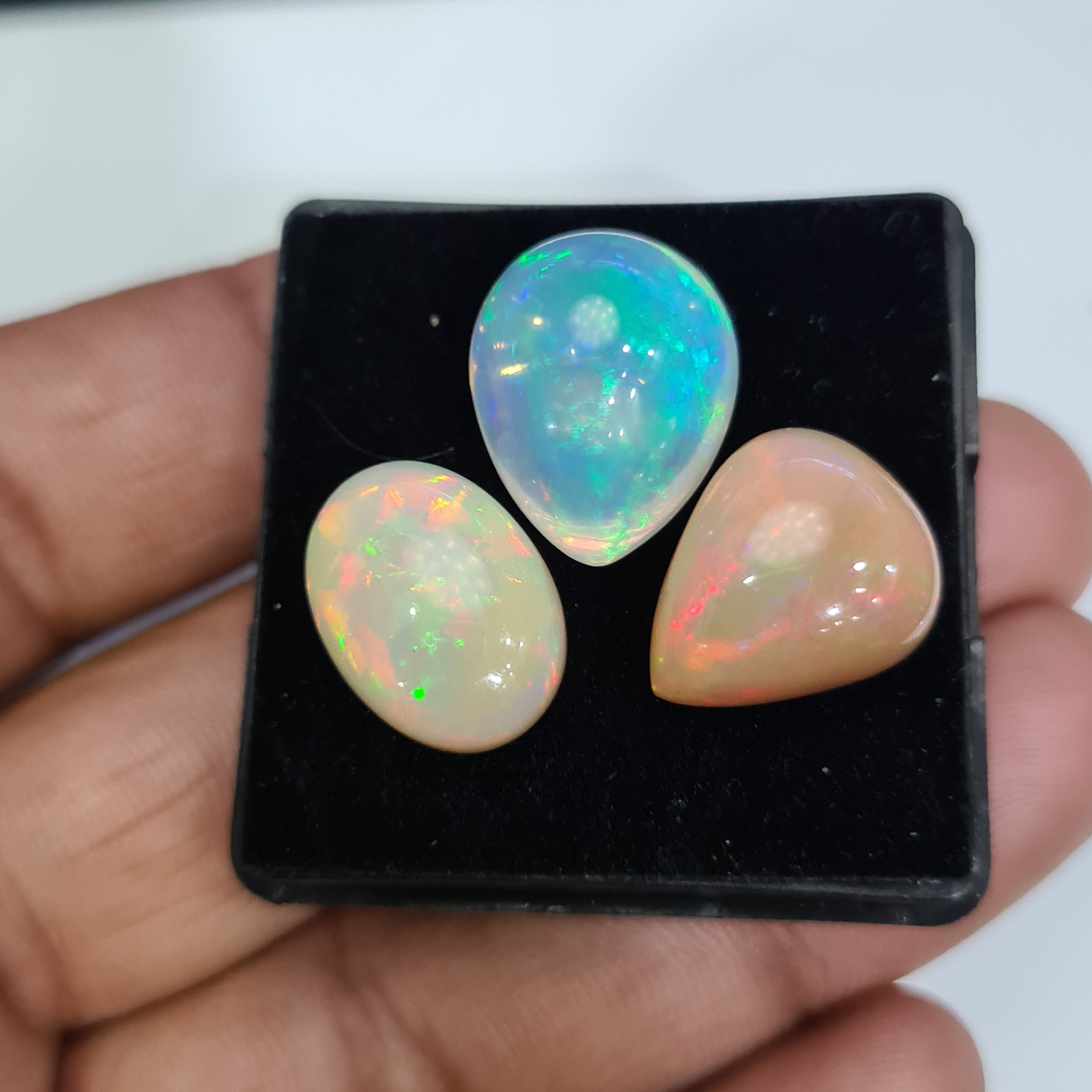 3pcs Natural Ethiopian Opal Cabochon | Oval&Pear| Size: 16-18mm - The LabradoriteKing