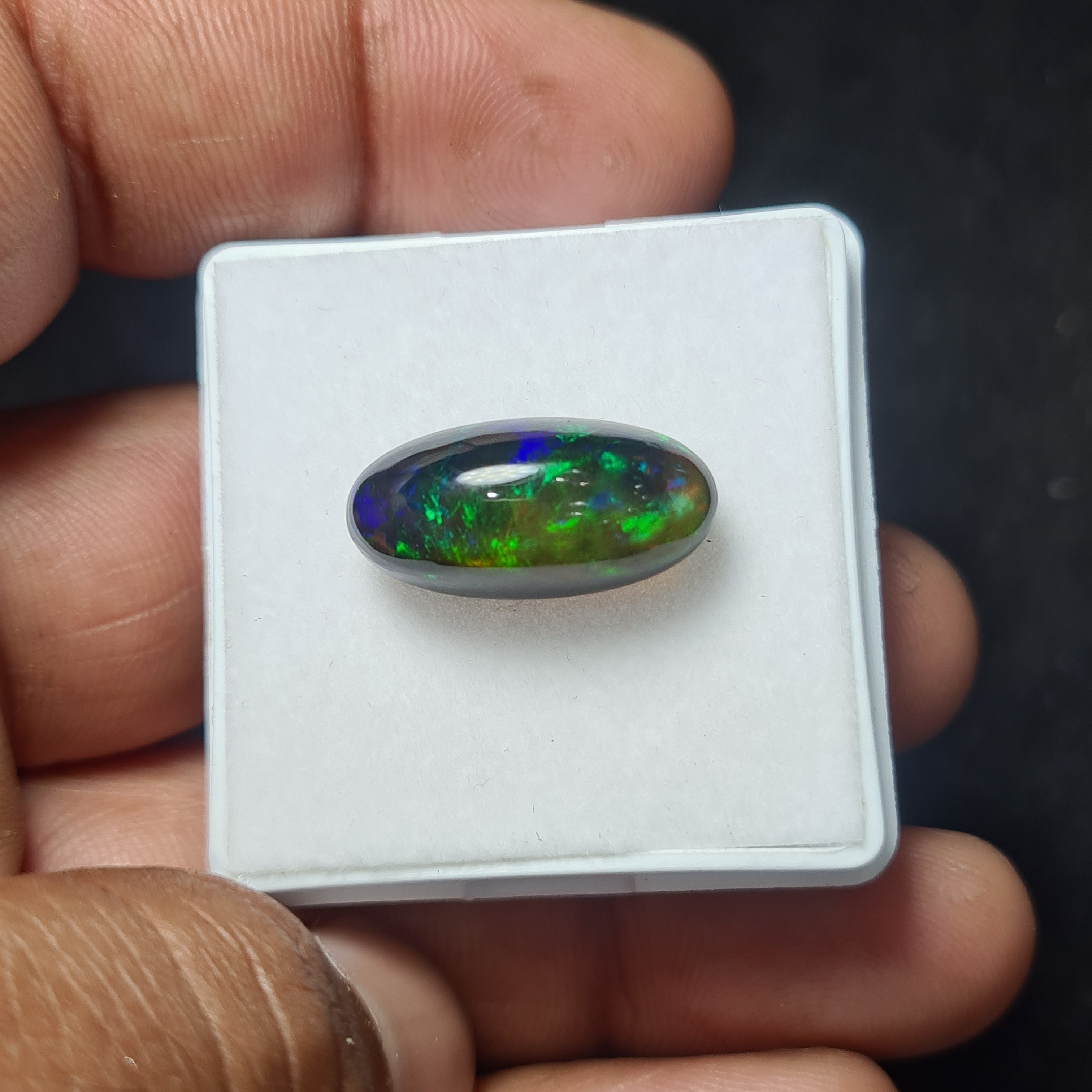 Ethiopian Black Smoked Opal Cabochon | Oval | Size: 21x10mm - The LabradoriteKing