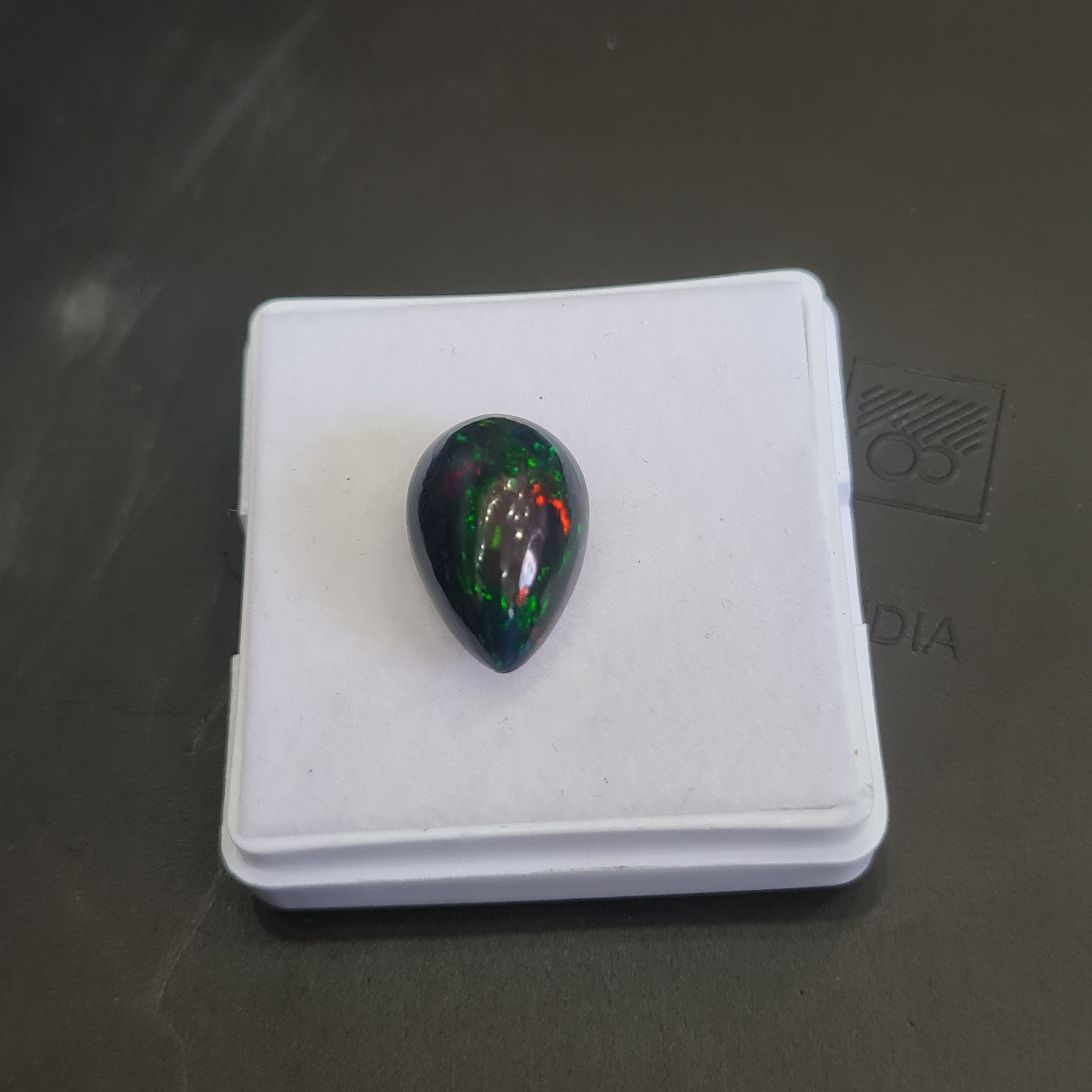 Ethiopian Black Smoked Opal Cabochon | Pear | Size: 17x12mm - The LabradoriteKing