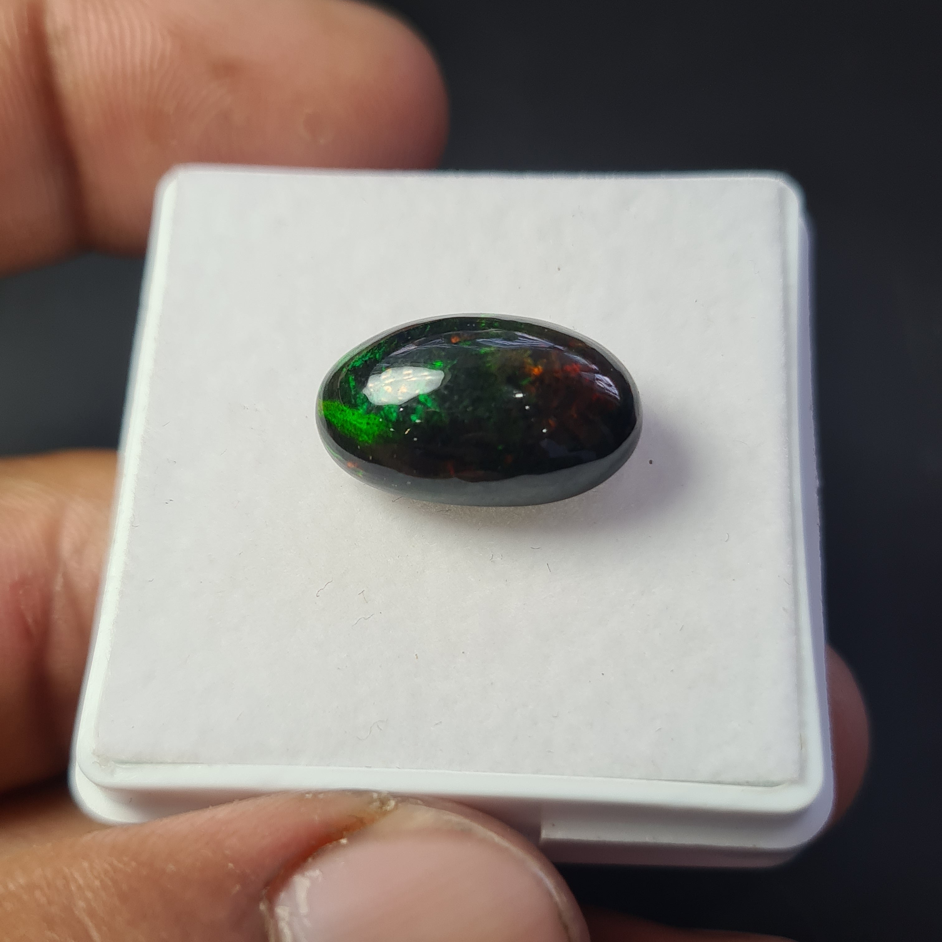 Ethiopian Black Smoked Opal Cabochon | Oval | Size: 18x11mm - The LabradoriteKing