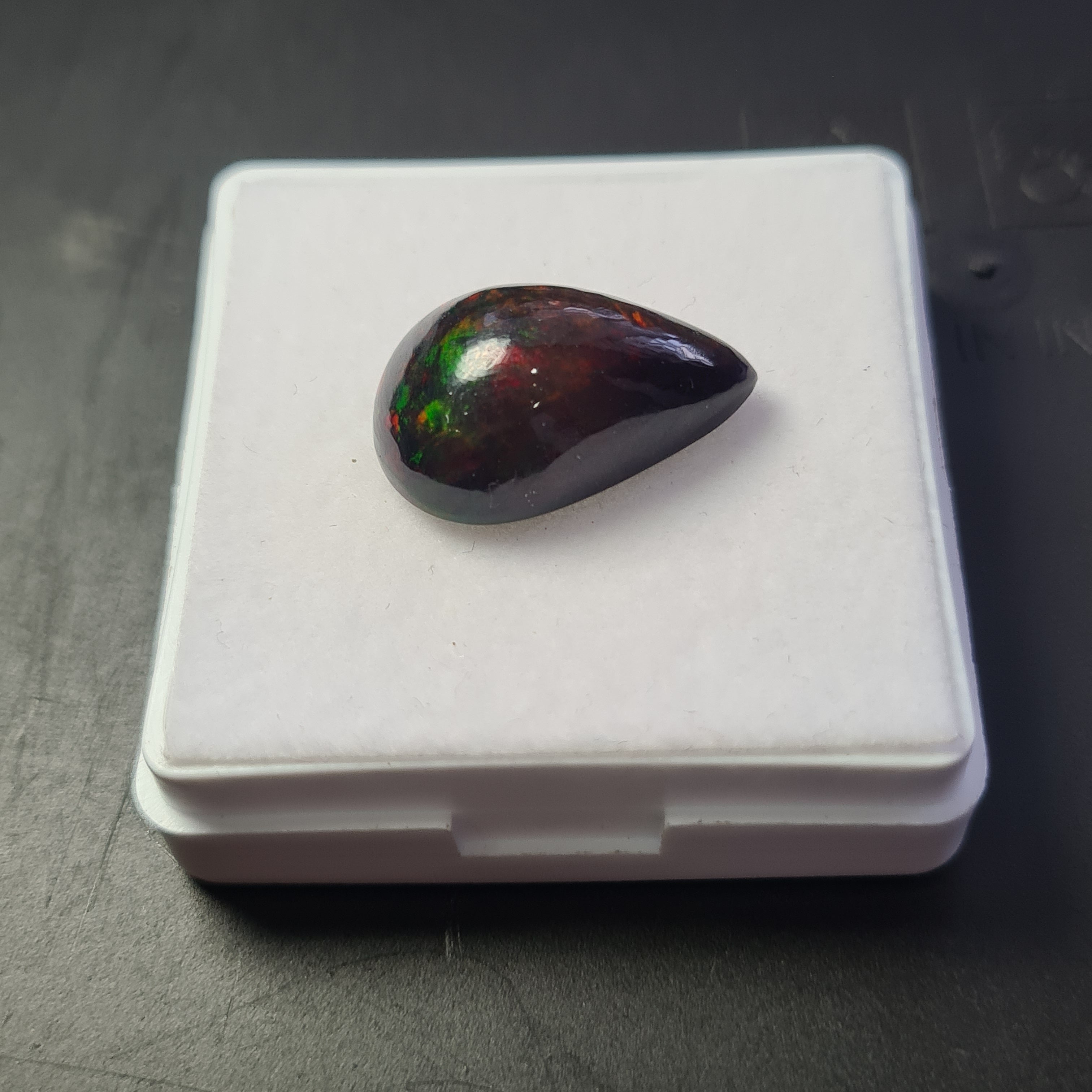 Ethiopian Black Smoked Opal Cabochon | Pear | Size: 20x13mm - The LabradoriteKing