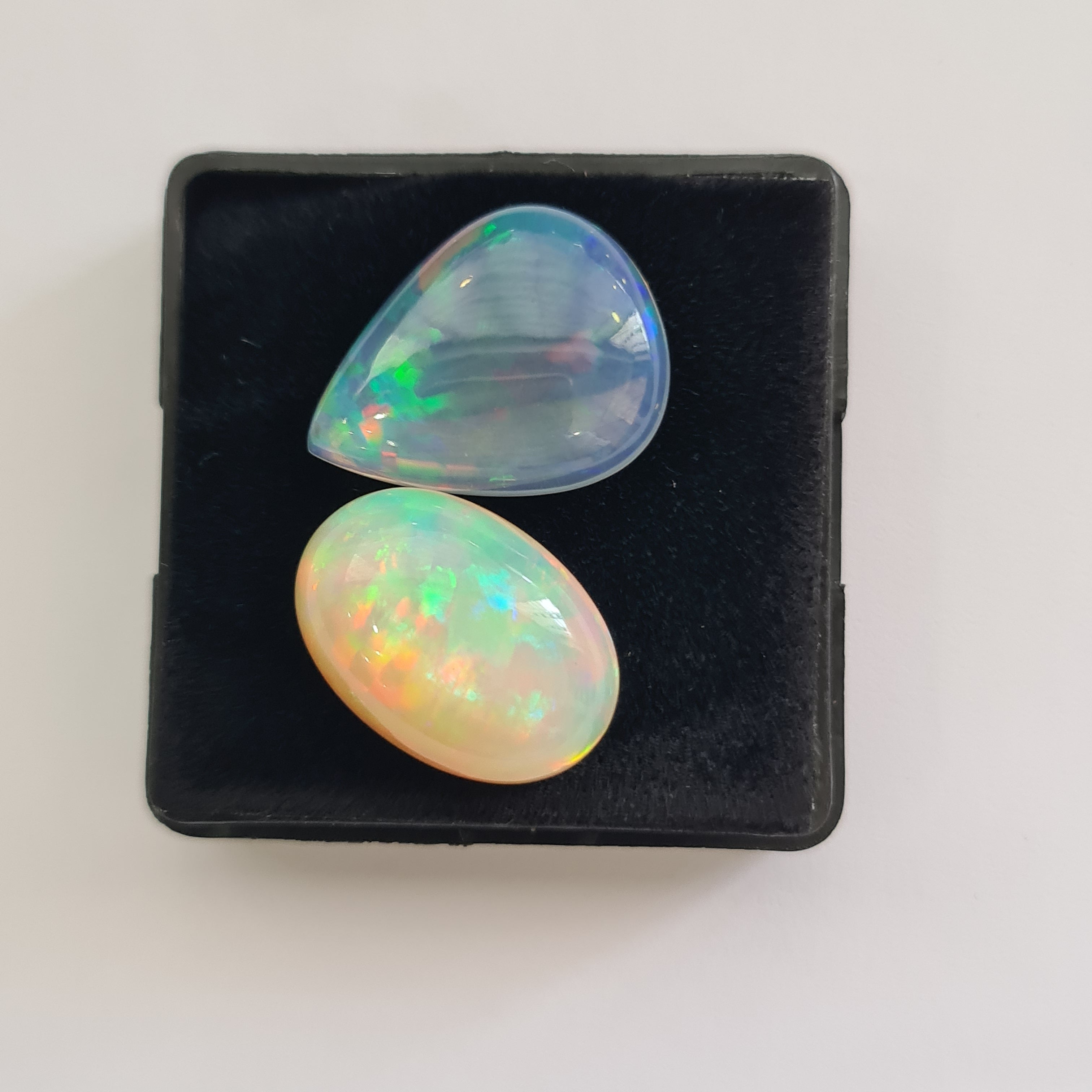 2 pcs Natural Ethiopian Opal Cabochon | Oval&Pear| Size: 20-21mm - The LabradoriteKing