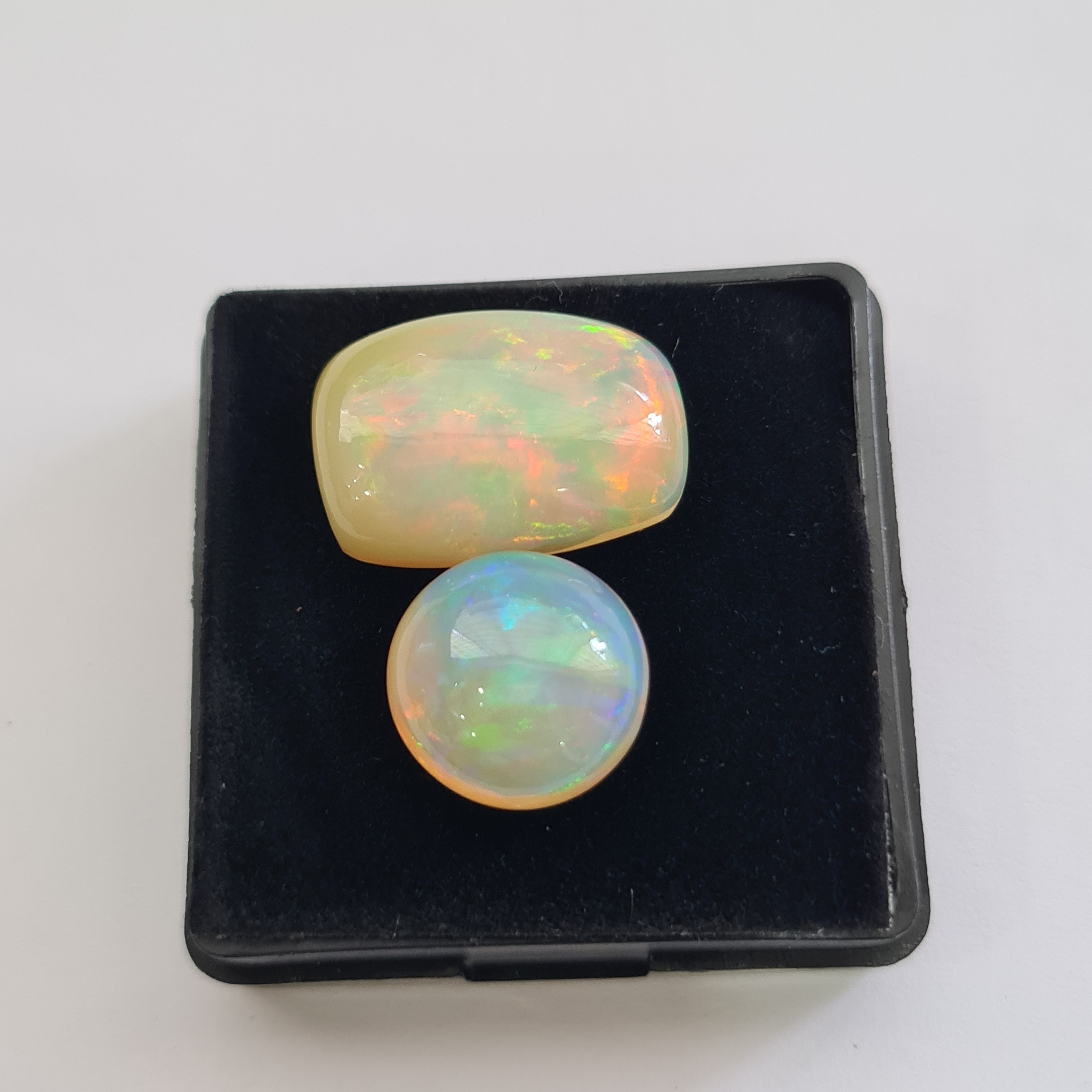 2 pcs Natural Ethiopian Opal Cabochon | Round&Reactangle| Size: 14-21mm - The LabradoriteKing