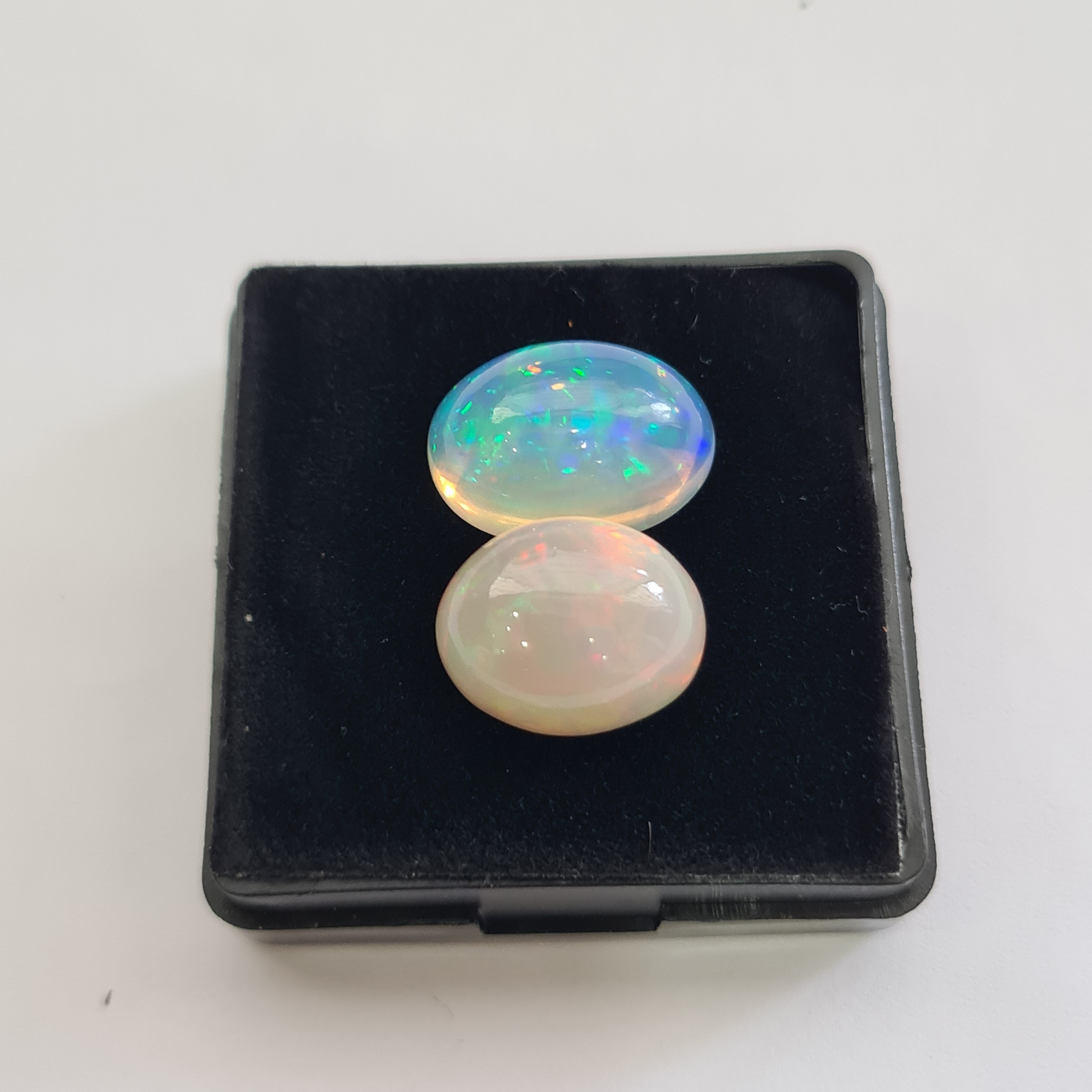 2 pcs Natural Ethiopian Opal Cabochon | Oval | Size: 15-17mm - The LabradoriteKing