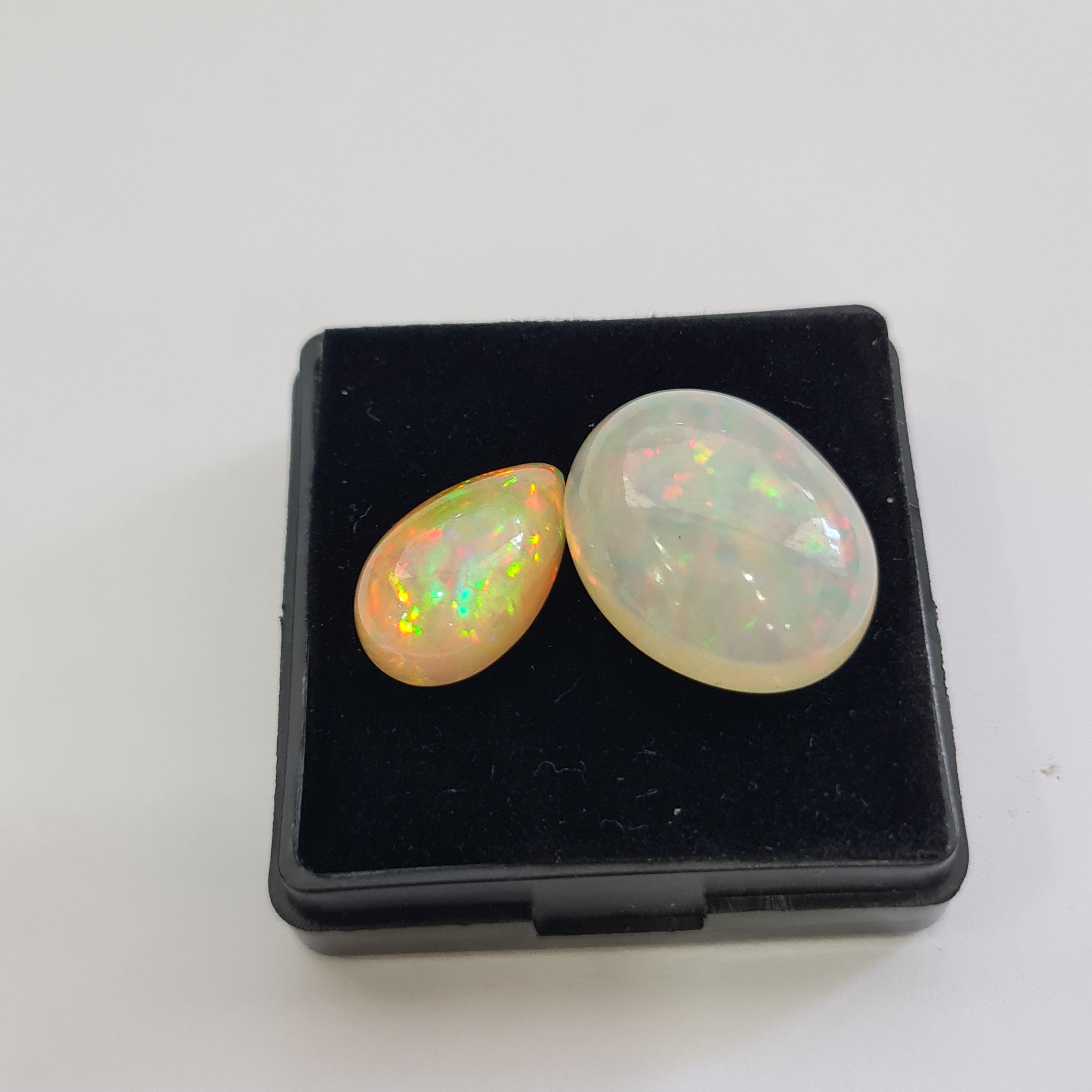 2 pcs Natural Ethiopian Opal Cabochon | Oval&Pear | Size: 17-21mm - The LabradoriteKing