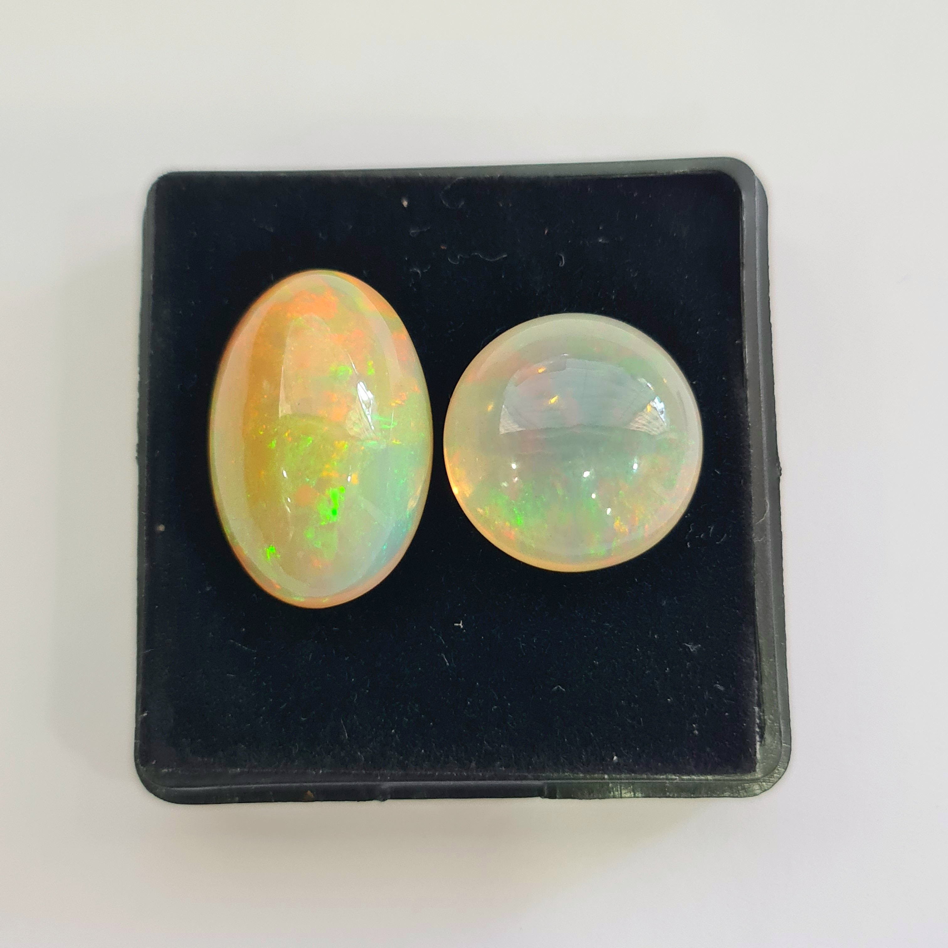 2 pcs Natural Ethiopian Opal Cabochon | Round&Oval | Size: 16-20mm - The LabradoriteKing