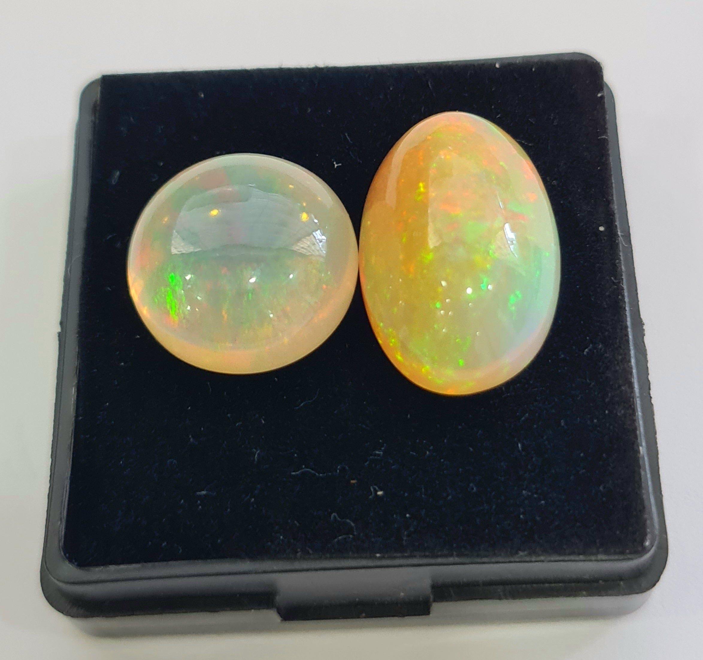 2 pcs Natural Ethiopian Opal Cabochon | Round&Oval | Size: 16-20mm - The LabradoriteKing