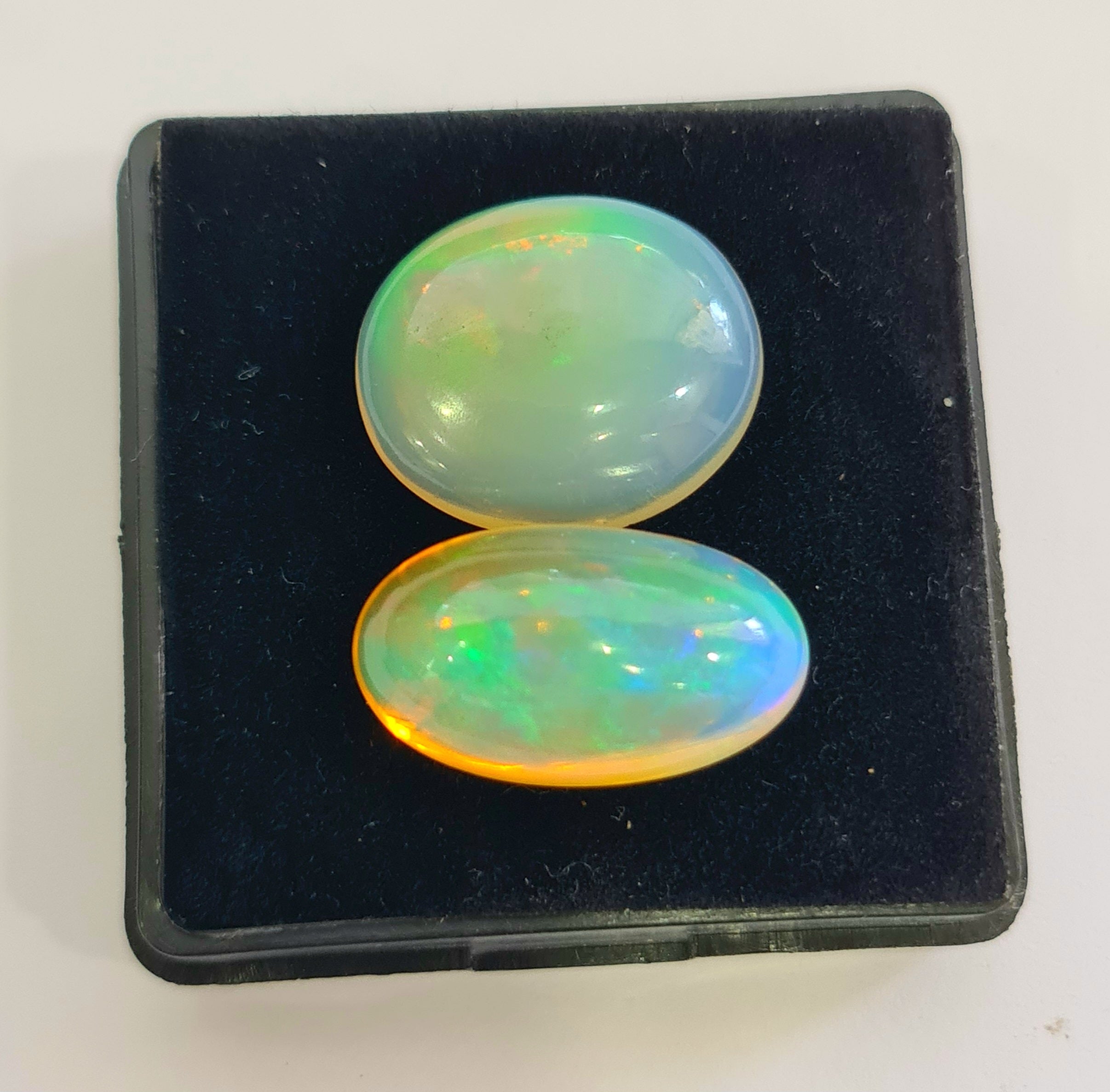 2 pcs Natural Ethiopian Opal Cabochon | Oval | Size: 18-20mm - The LabradoriteKing