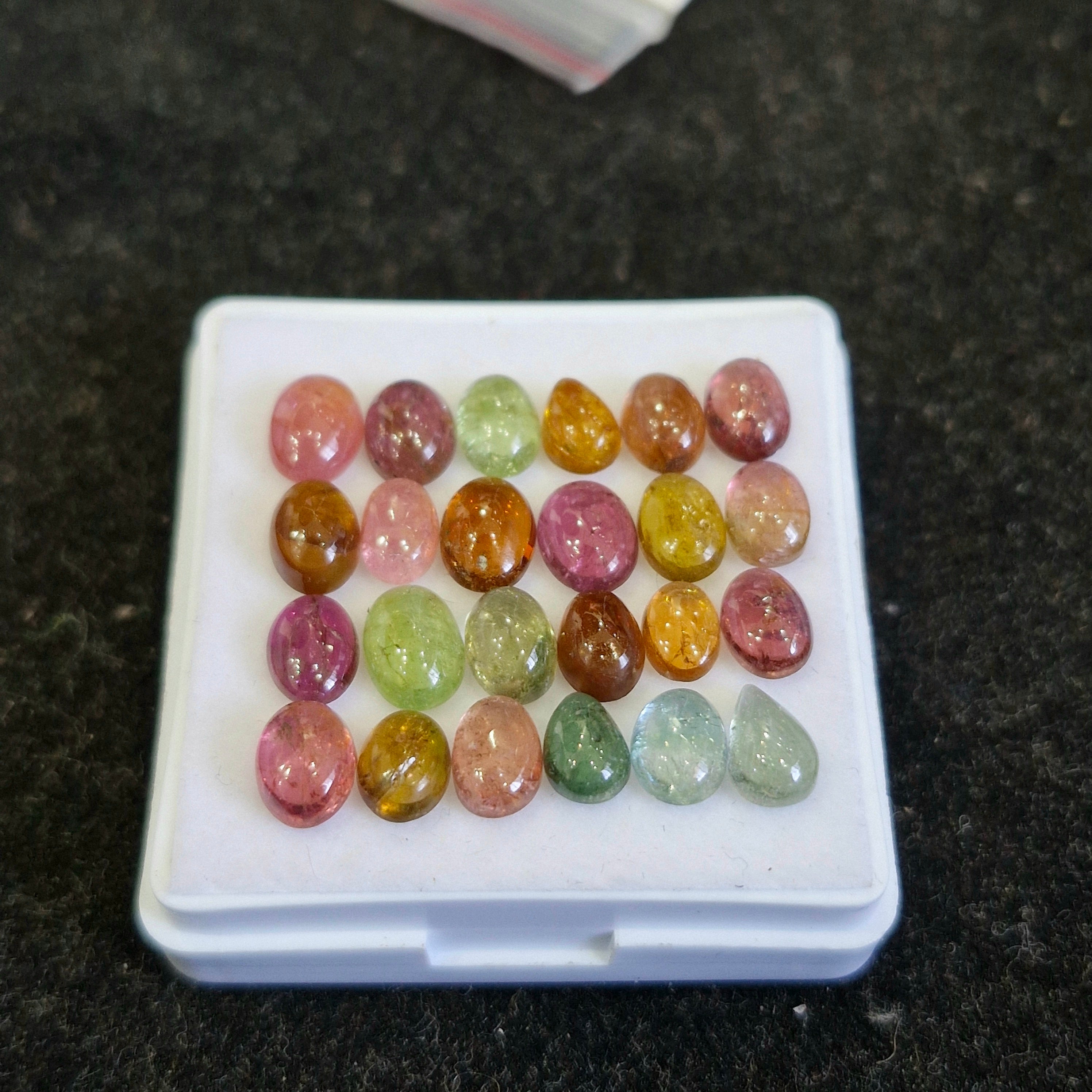 24 Pcs Natural Multi Tourmaline Cabochon | Mix | Size: 6-7mm - The LabradoriteKing