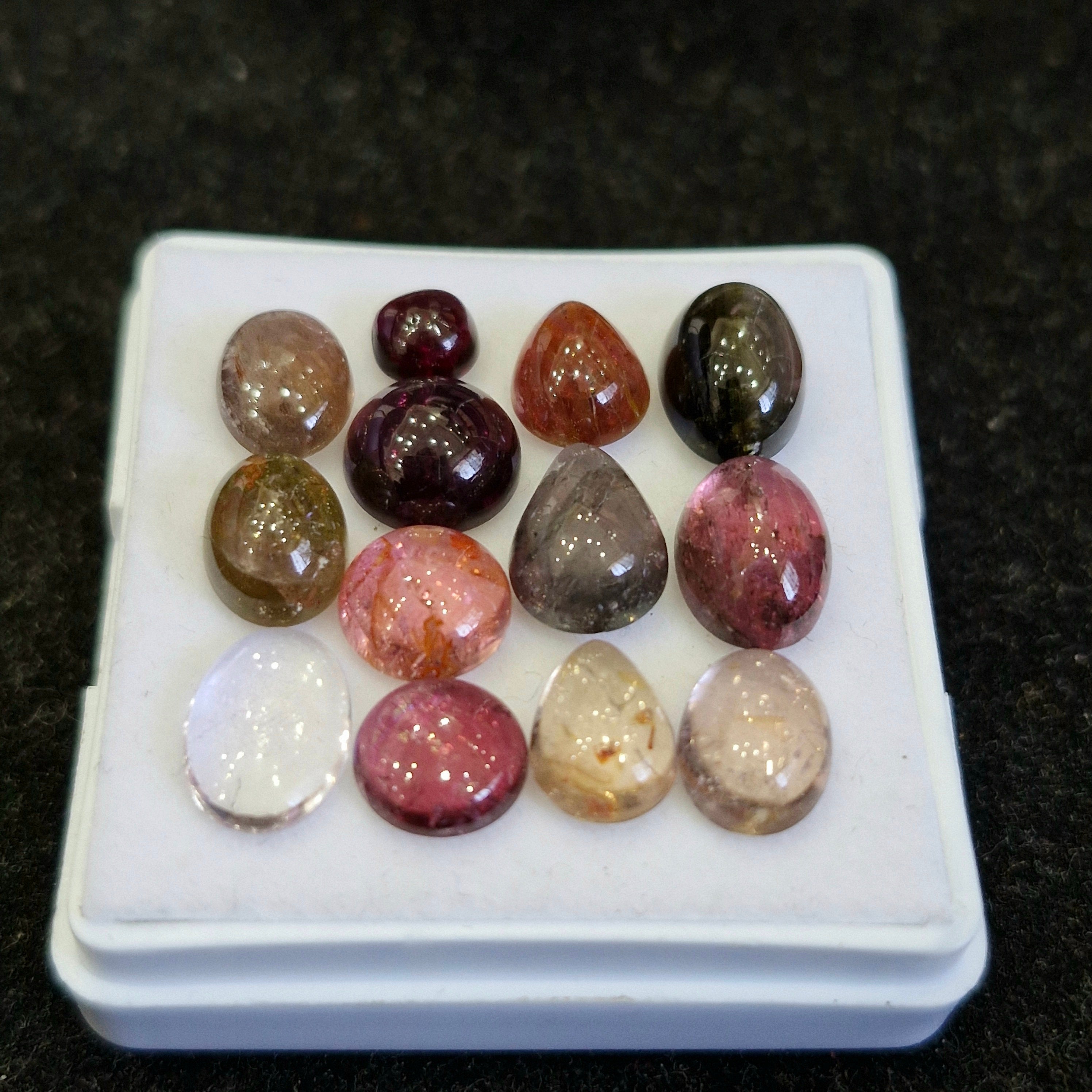 13 Pcs Natural Multi Tourmaline Cabochon | Mix | Size: 5-10mm - The LabradoriteKing