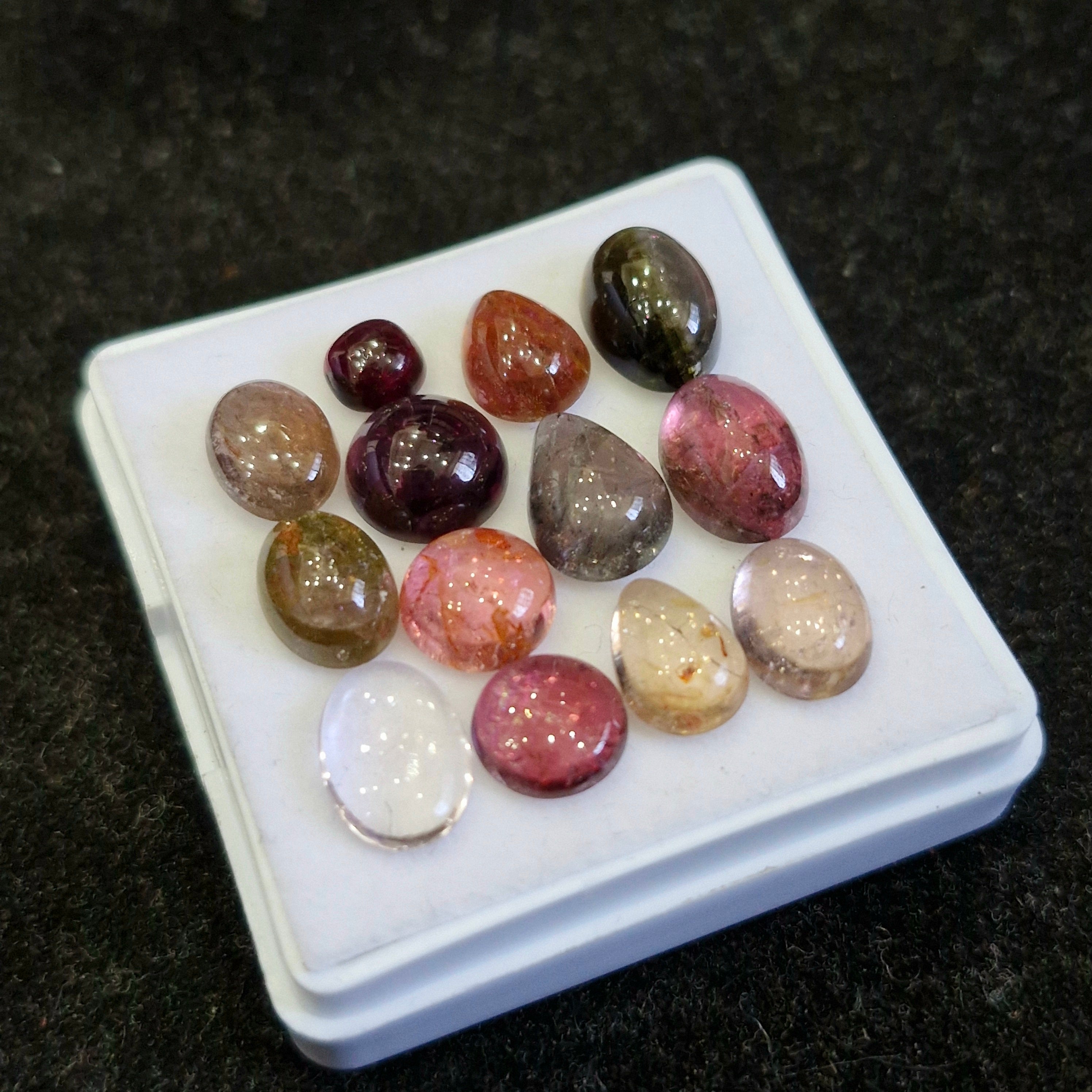 13 Pcs Natural Multi Tourmaline Cabochon | Mix | Size: 5-10mm - The LabradoriteKing