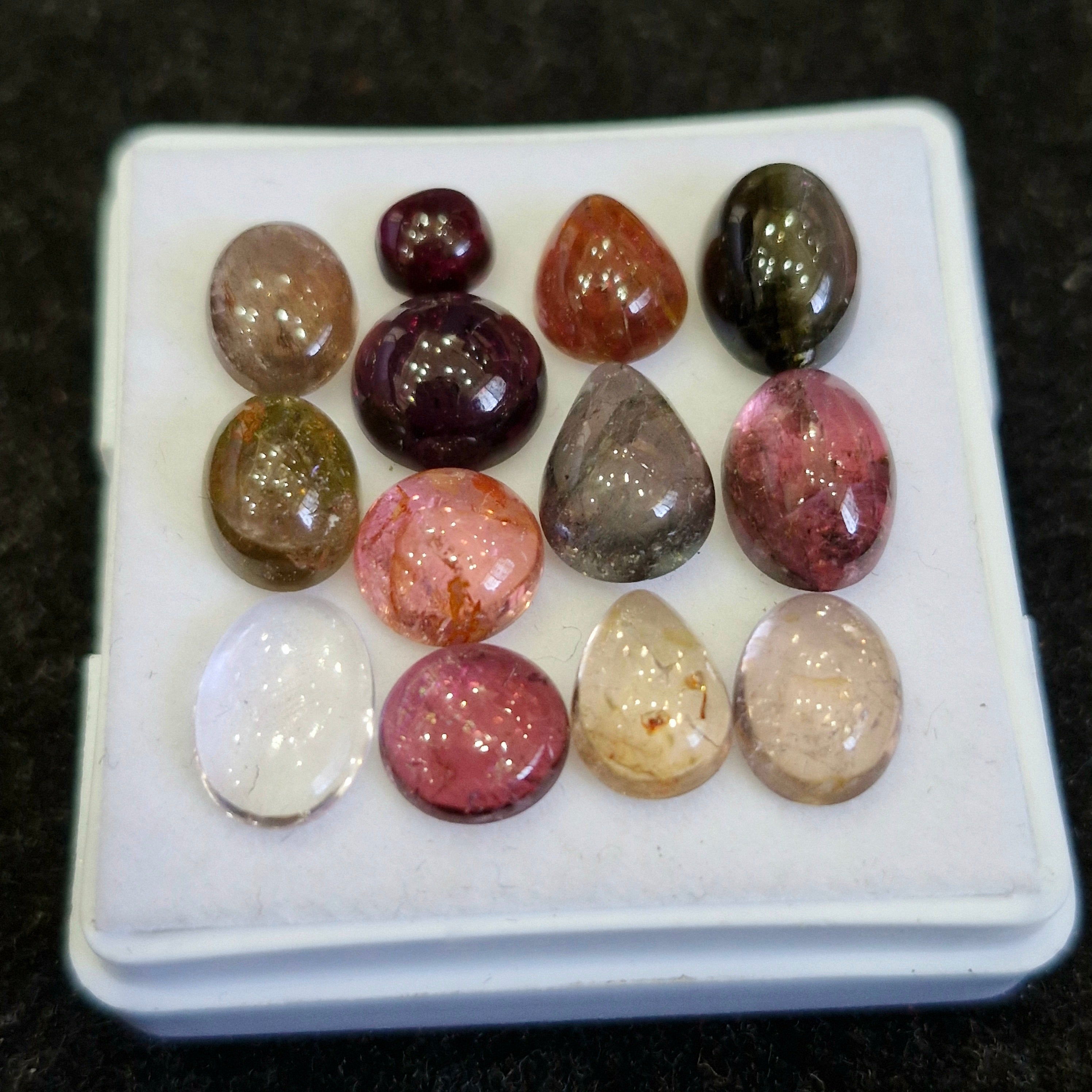 13 Pcs Natural Multi Tourmaline Cabochon | Mix | Size: 5-10mm - The LabradoriteKing