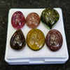 6 Pcs Natural Multi Tourmaline Cabochon | Mix | Size: 10-17mm - The LabradoriteKing