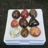 9 Pcs Natural Multi Tourmaline Cabochon | Mix | Size: 10-12mm - The LabradoriteKing