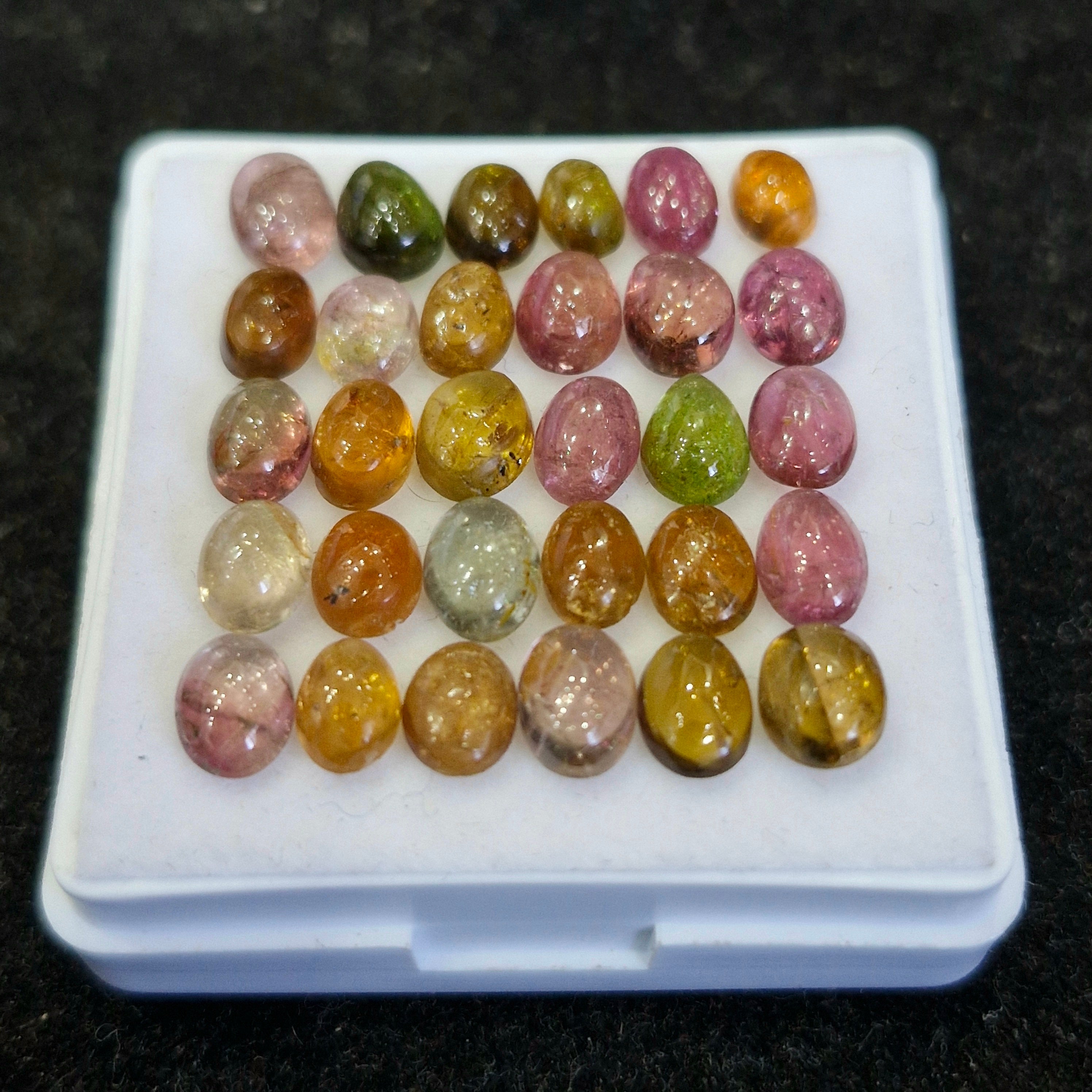30 Pcs Natural Multi Tourmaline Cabochon | Mix | Size: 4-7mm - The LabradoriteKing