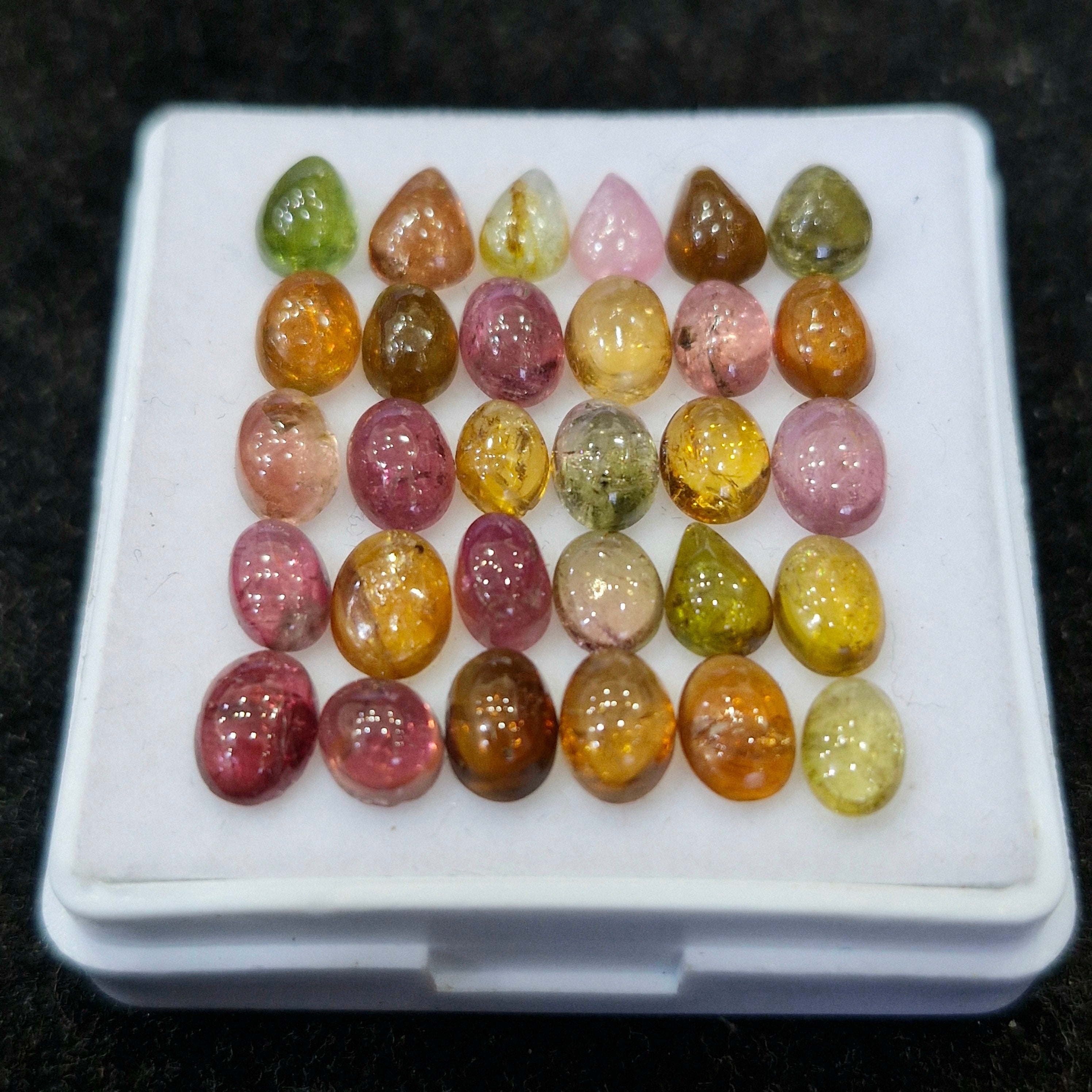 30 Pcs Natural Multi Tourmaline Cabochon | Mix | Size: 5-7mm - The LabradoriteKing
