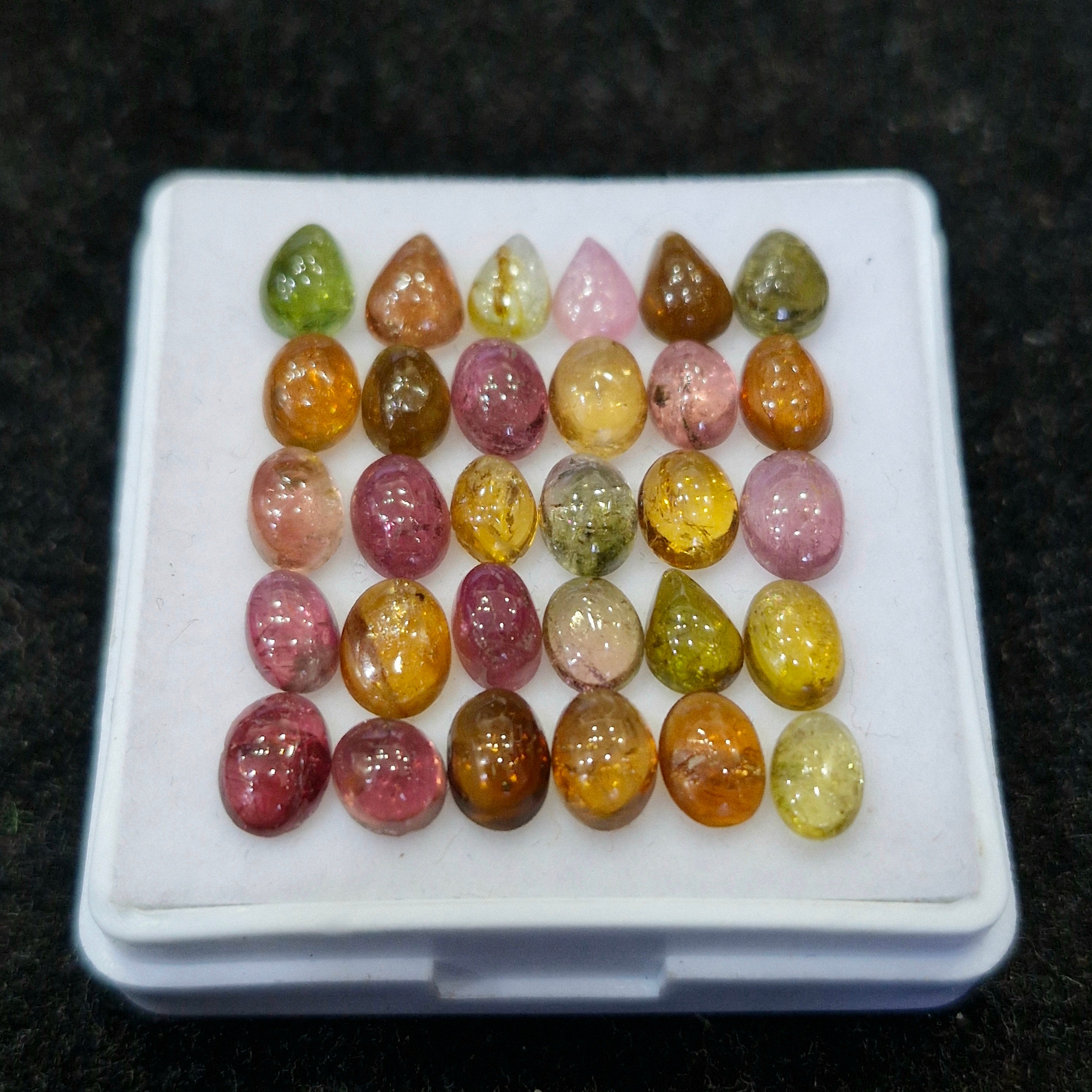 30 Pcs Natural Multi Tourmaline Cabochon | Mix | Size: 5-7mm - The LabradoriteKing