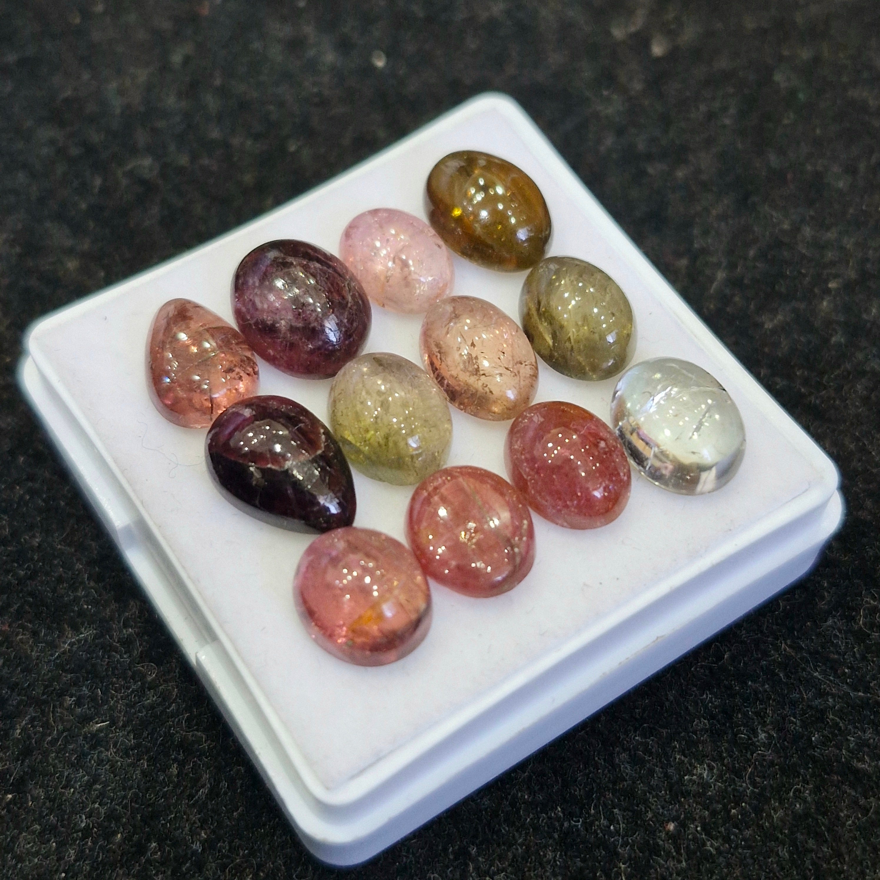 12 Pcs Natural Multi Tourmaline Cabochon | Mix | Size: 11-9mm - The LabradoriteKing