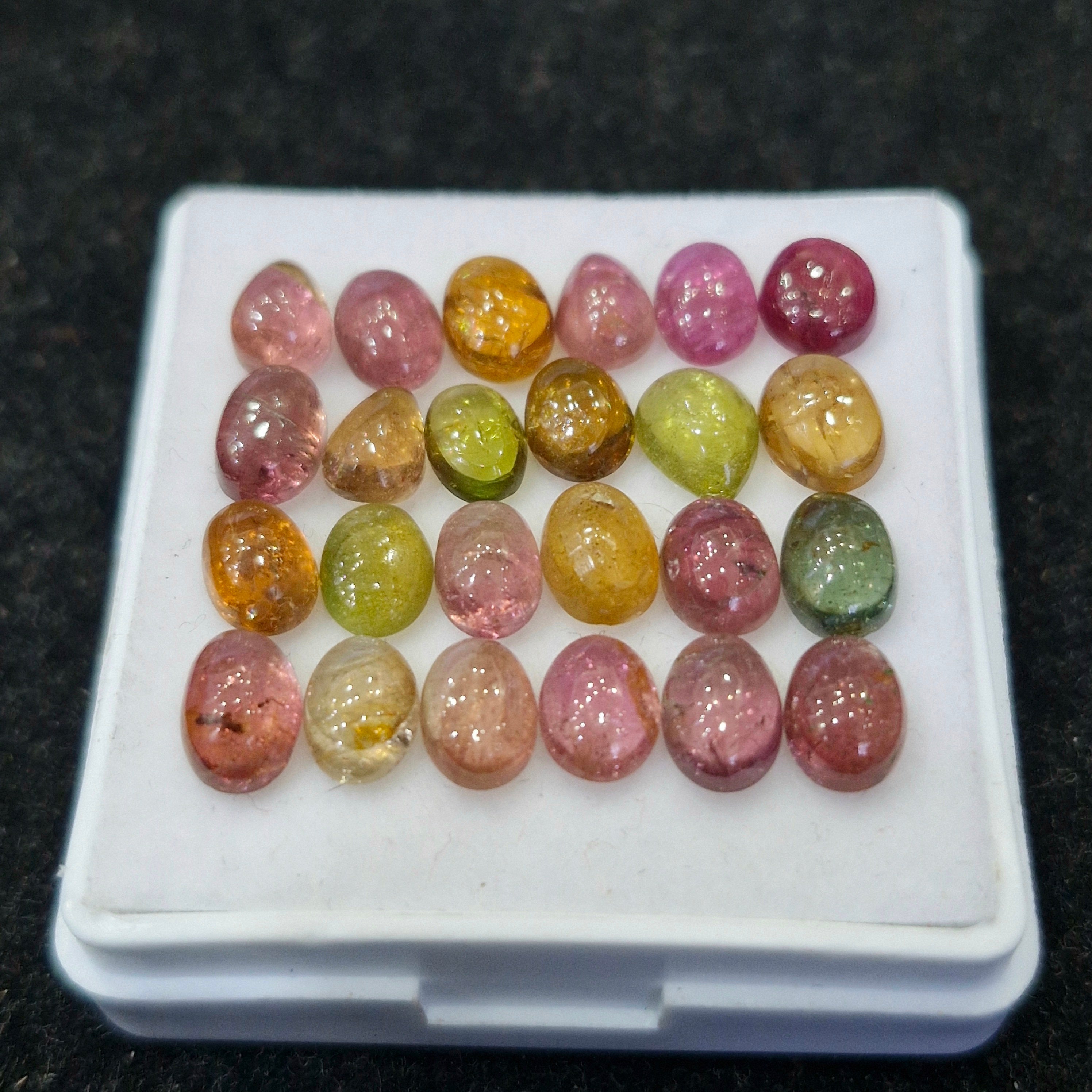 24 Pcs Natural Multi Tourmaline Cabochon | Mix | Size: 6-7mm - The LabradoriteKing