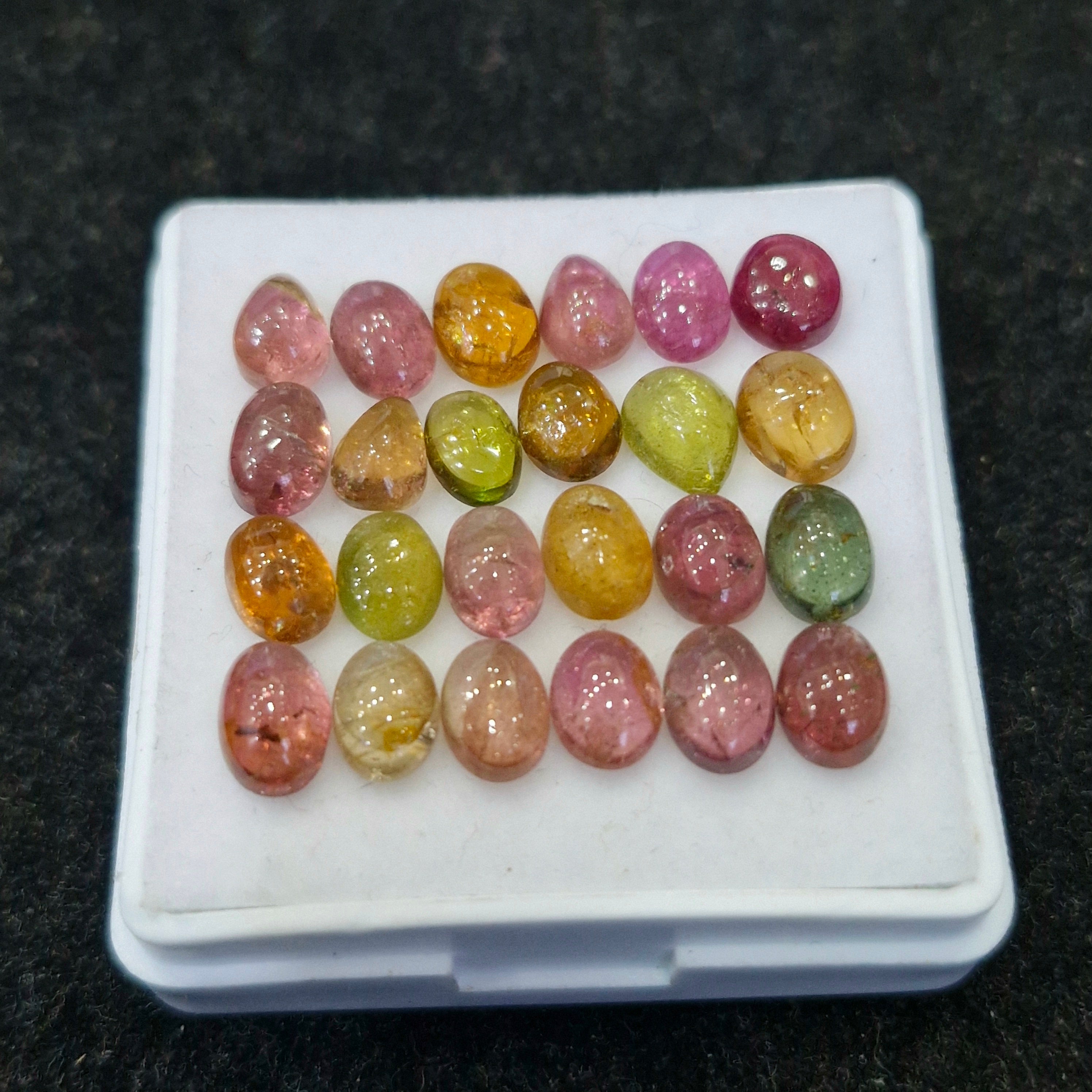 24 Pcs Natural Multi Tourmaline Cabochon | Mix | Size: 6-7mm - The LabradoriteKing