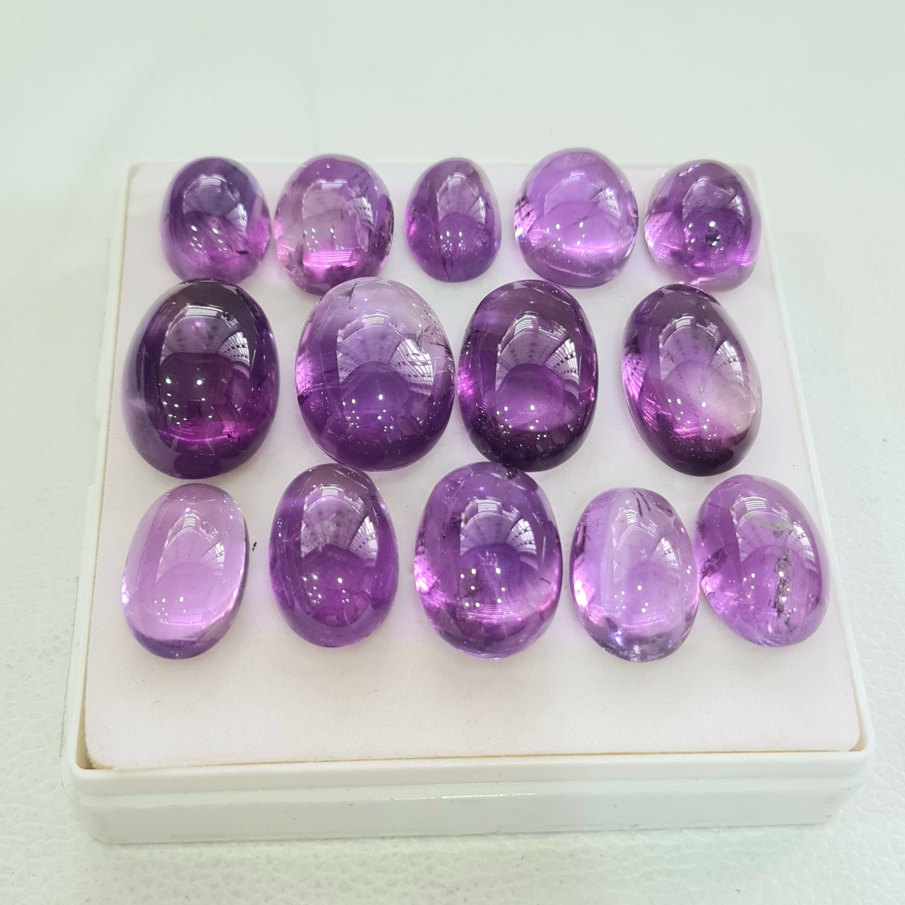 14 Pcs Natural Amethyst Cabochon | Oval | Size: 18-26mm - The LabradoriteKing