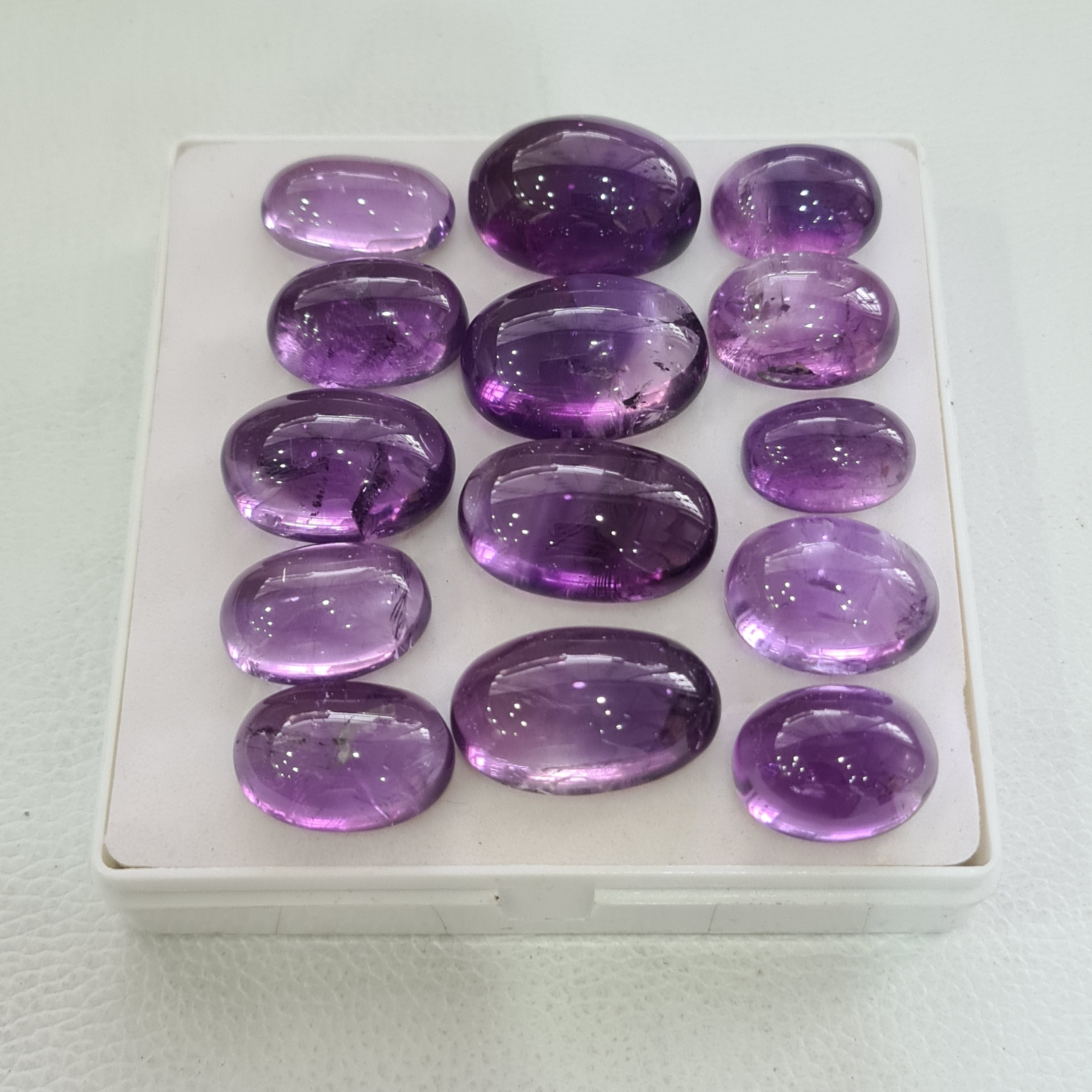 14 Pcs Natural Amethyst Cabochon | Oval | Size: 18-26mm - The LabradoriteKing