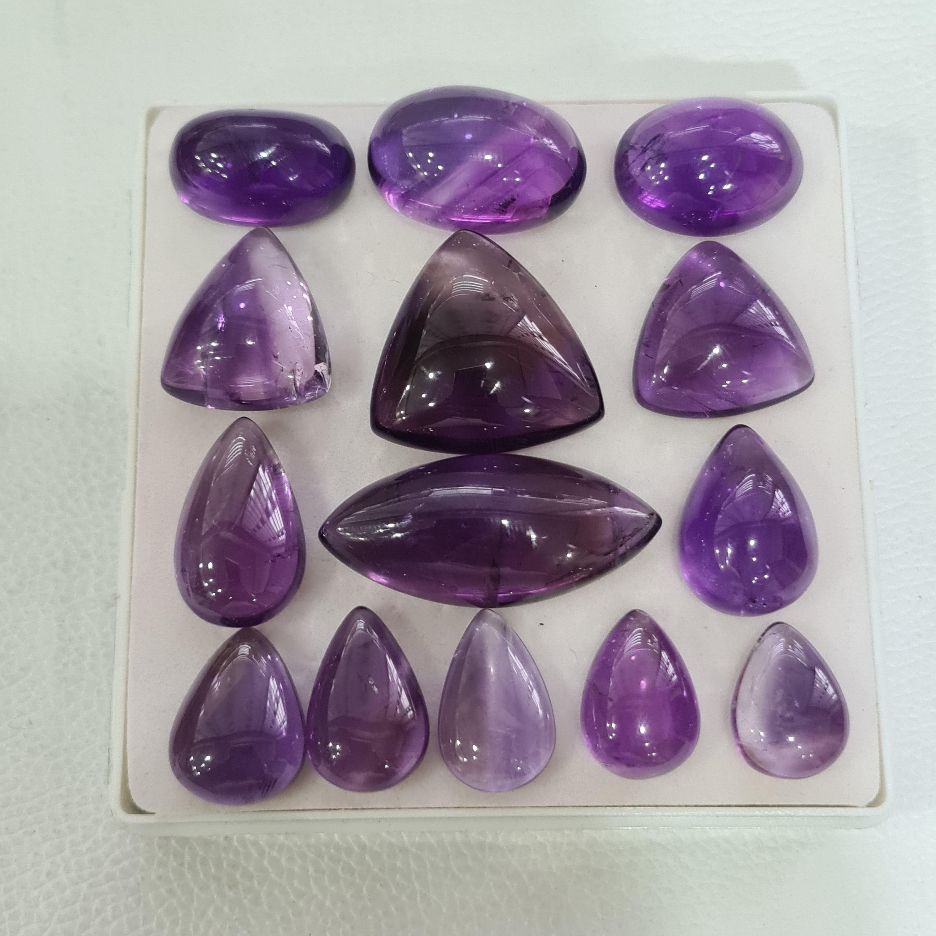 14 Pcs Natural Amethyst Cabochon | Mix | Size: 17-38mm - The LabradoriteKing