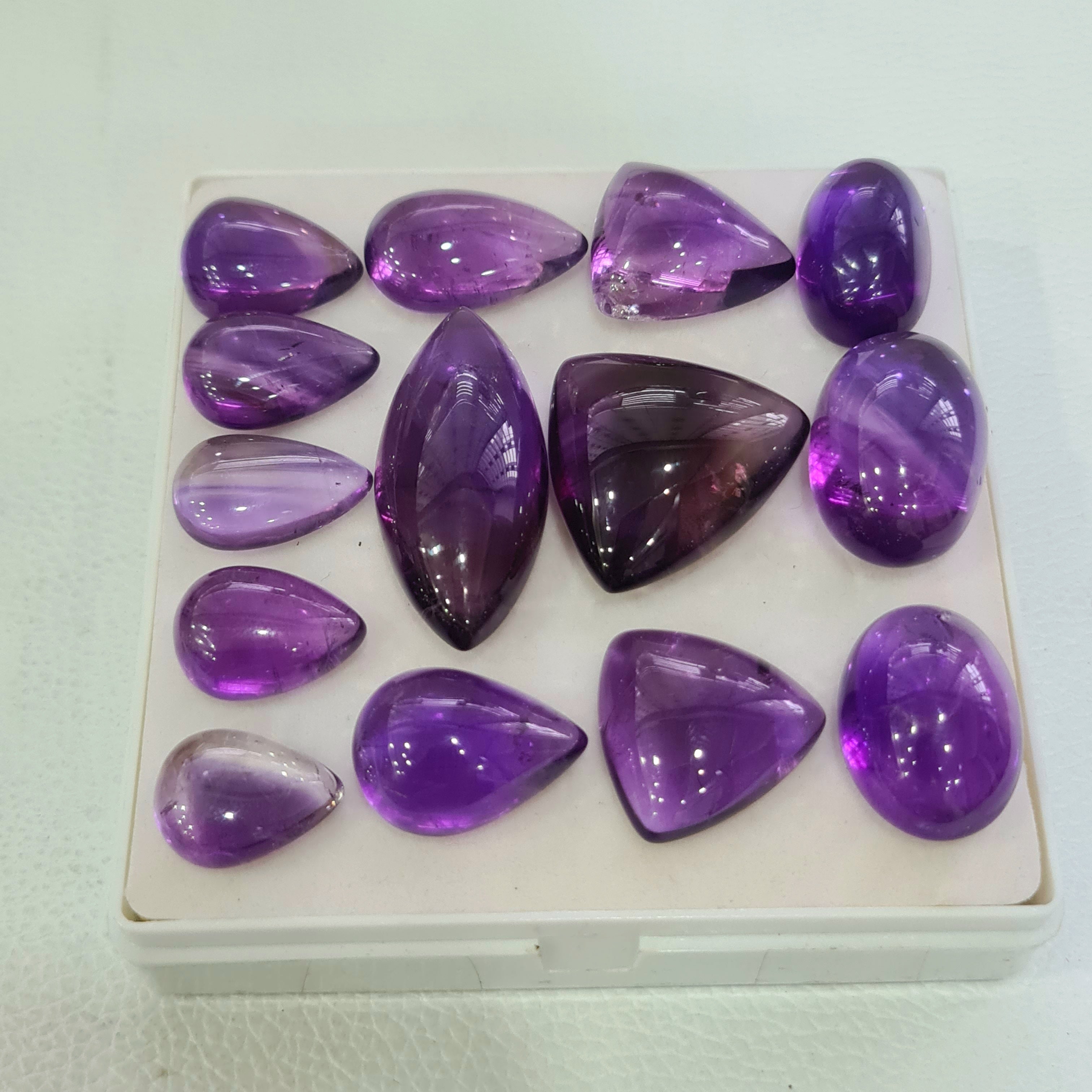 14 Pcs Natural Amethyst Cabochon | Mix | Size: 17-38mm - The LabradoriteKing