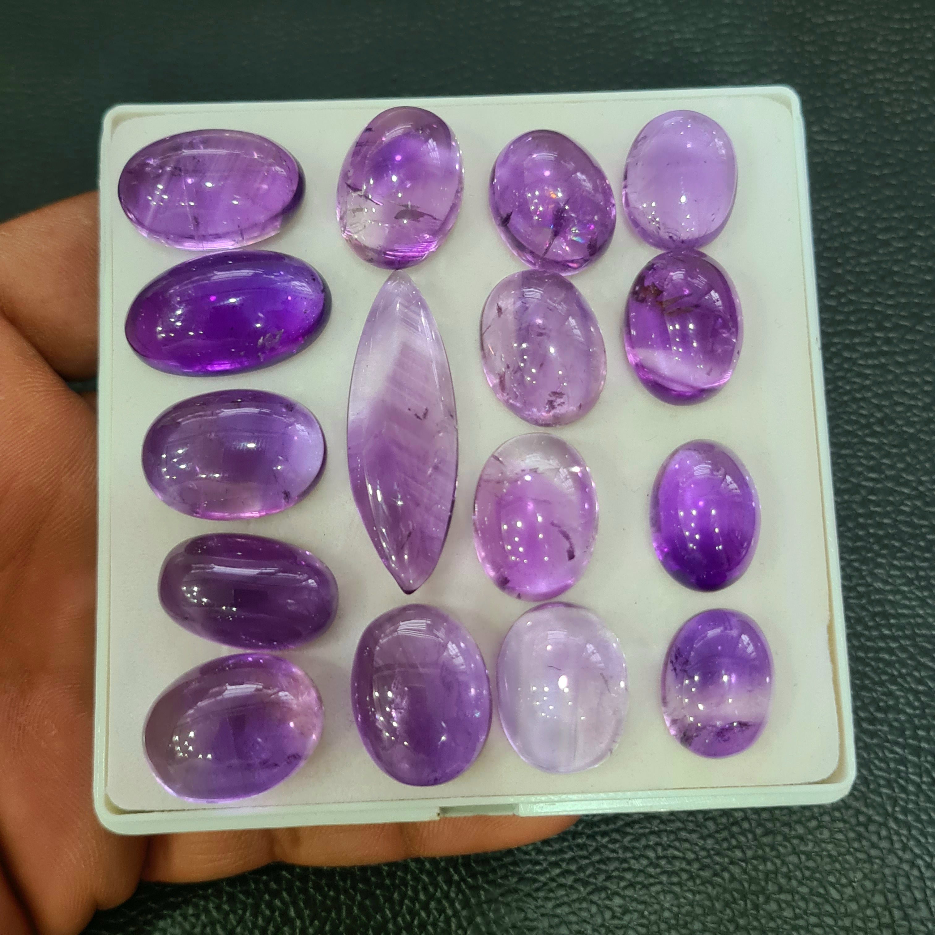 16 Pcs Natural Amethyst Cabochon | Mix | Size: 17-39mm - The LabradoriteKing