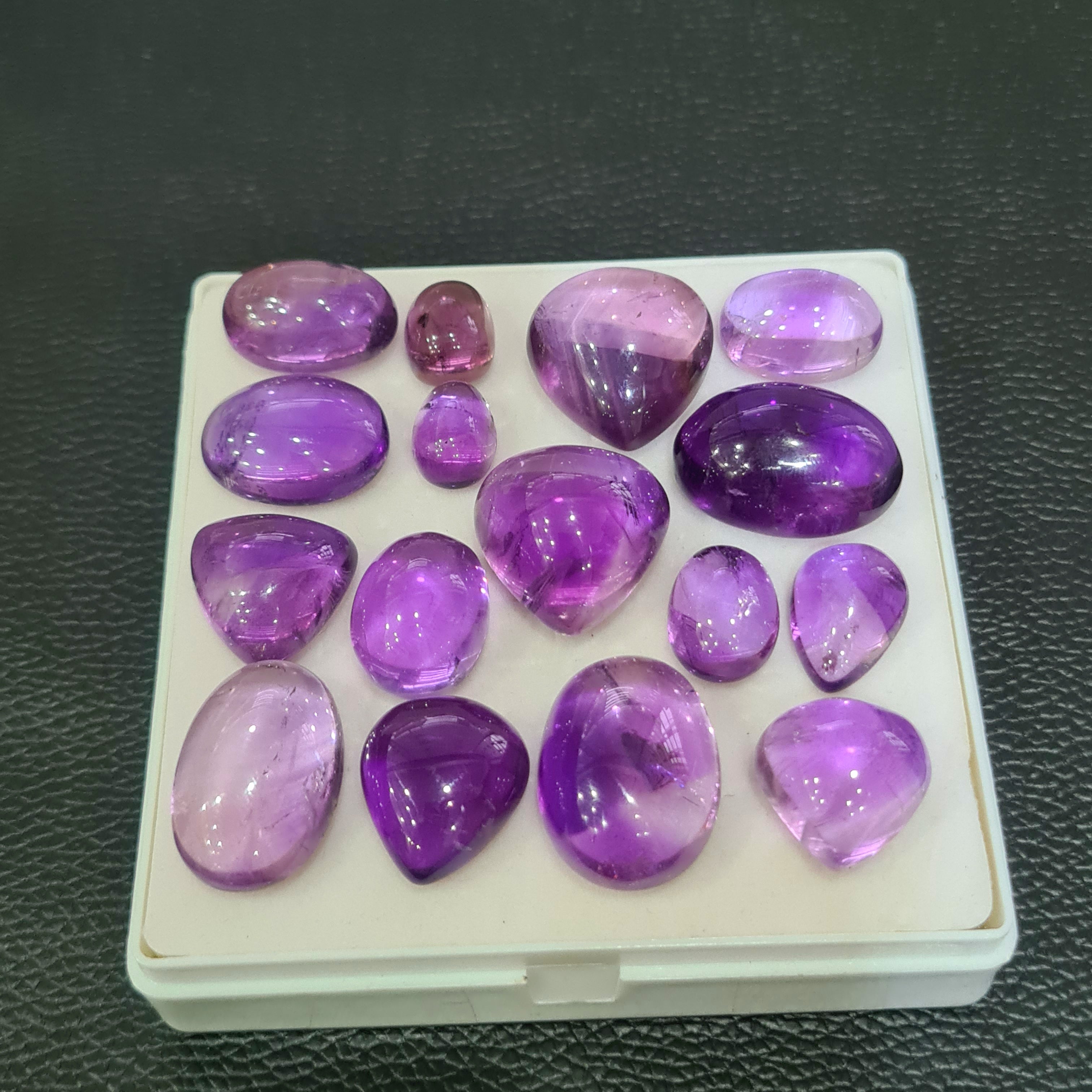 16 Pcs Natural Amethyst Cabochon | Mix | Size: 13-25mm - The LabradoriteKing