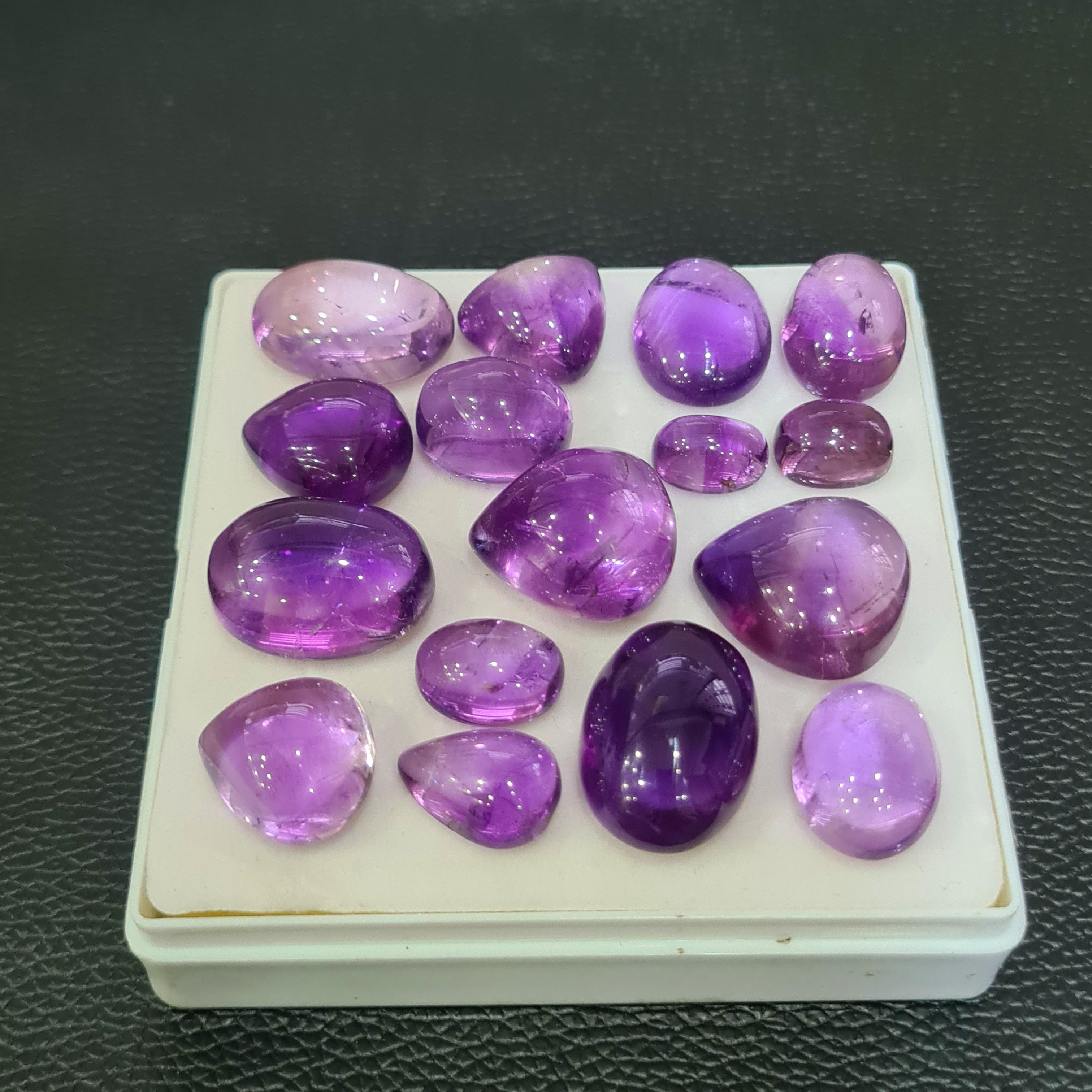 16 Pcs Natural Amethyst Cabochon | Mix | Size: 13-25mm - The LabradoriteKing