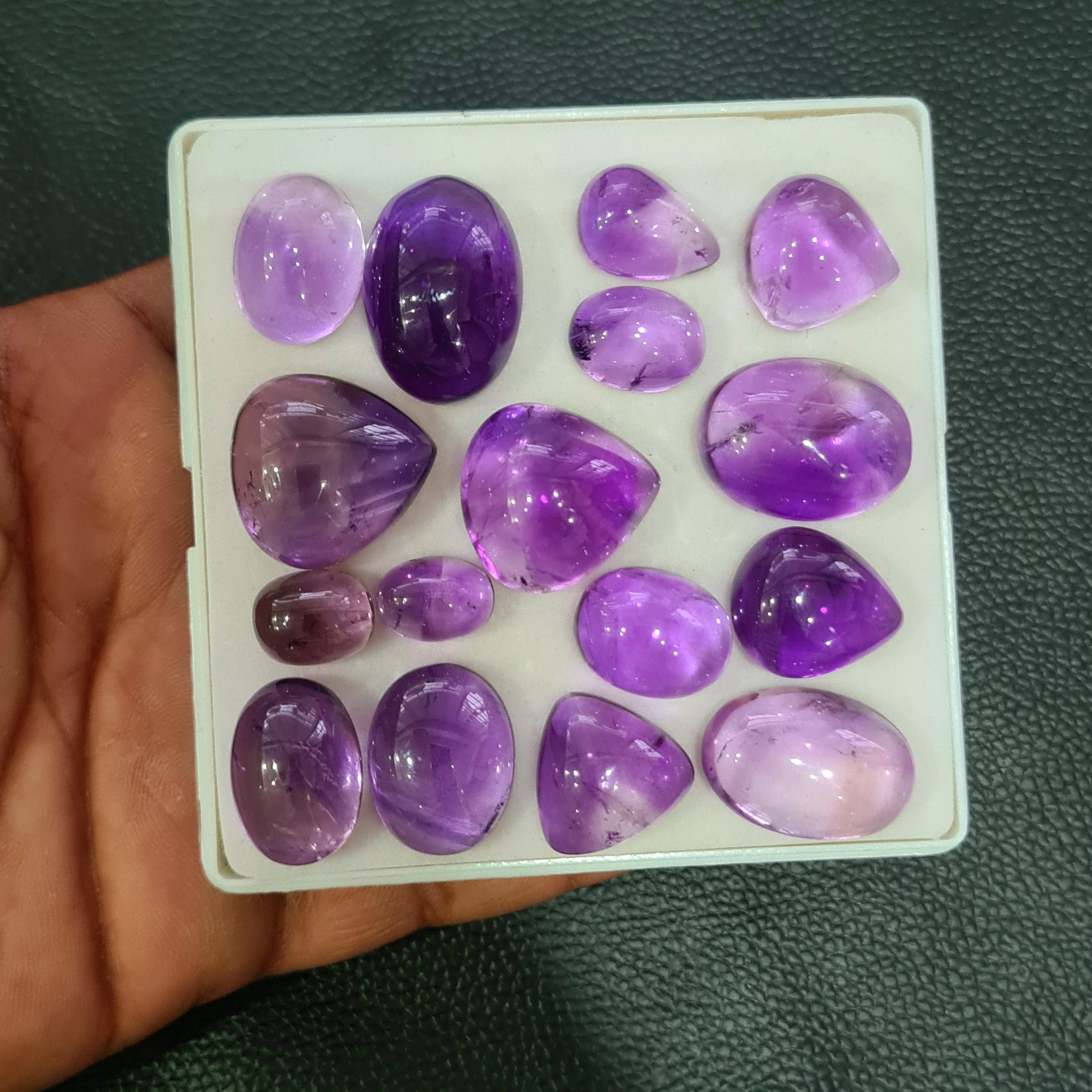 16 Pcs Natural Amethyst Cabochon | Mix | Size: 13-25mm - The LabradoriteKing