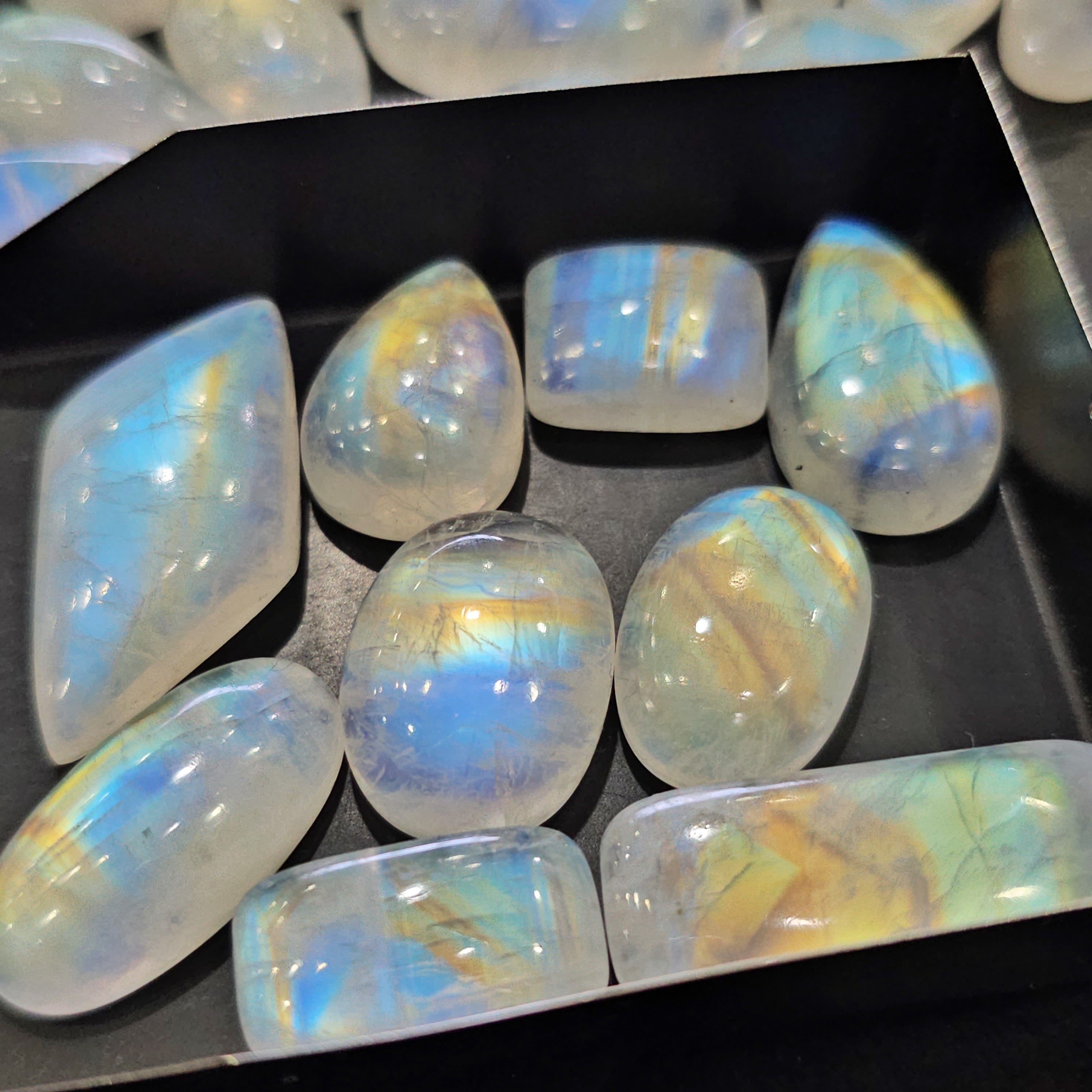 Natural Galaxy Moonstone from India Cabochan | Mix | Randomly Pick - The LabradoriteKing