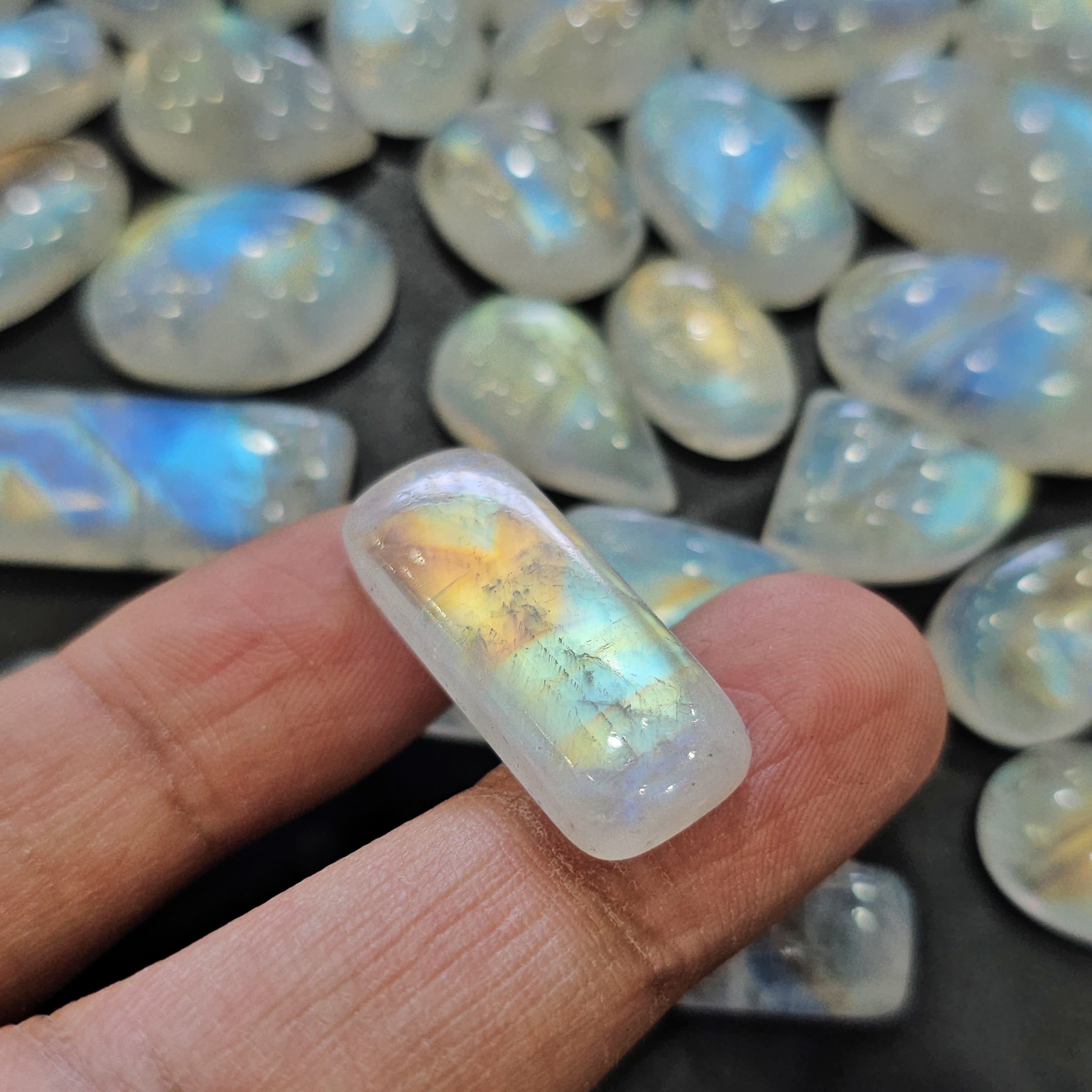 Natural Galaxy Moonstone from India Cabochan | Mix | Randomly Pick - The LabradoriteKing