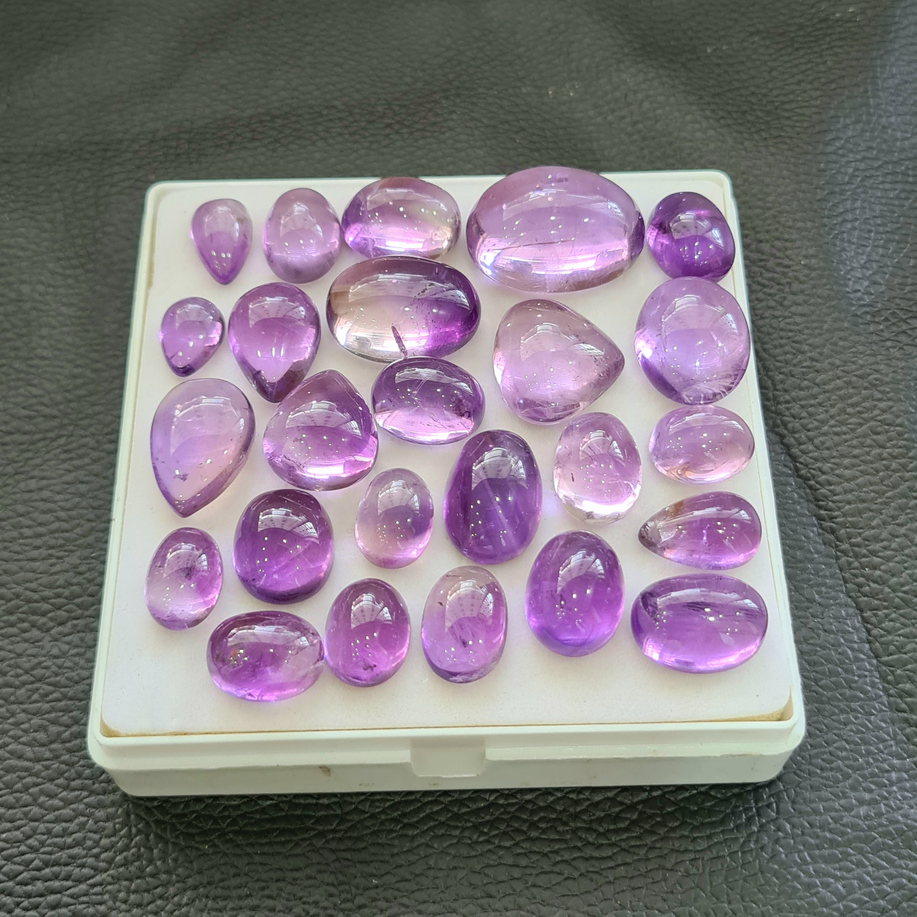 25 Pcs Natural Amethyst Cabochon | Mix | Size: 12-26mm - The LabradoriteKing