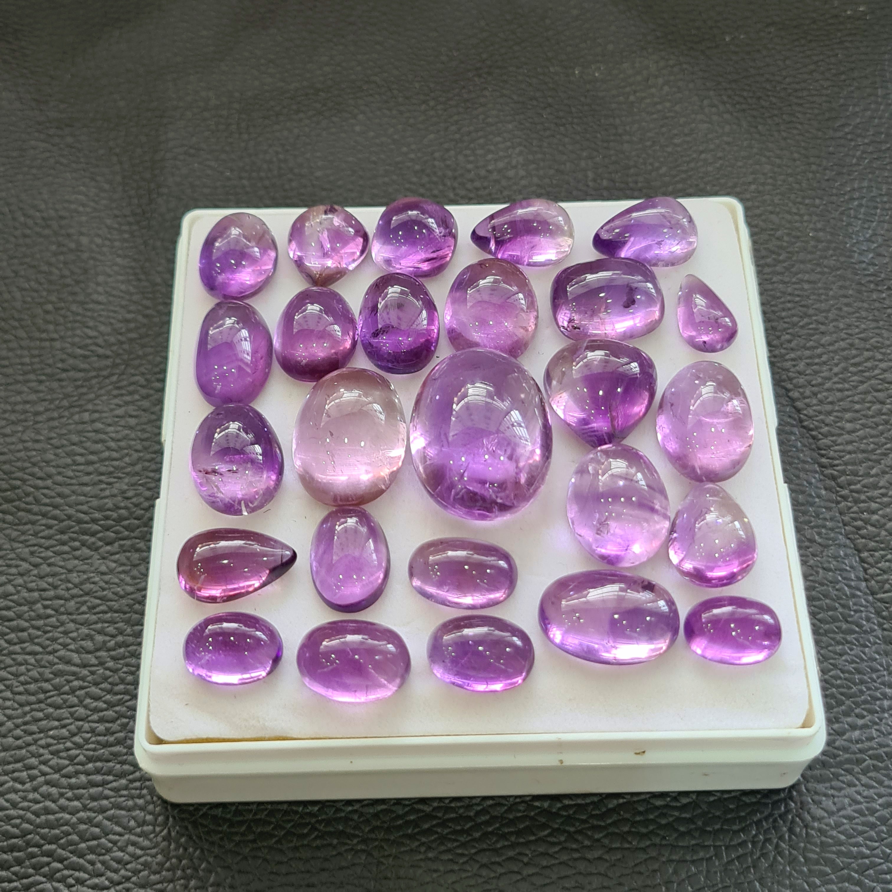 26 Pcs Natural Amethyst Cabochon | Mix | Size: 12-27mm - The LabradoriteKing