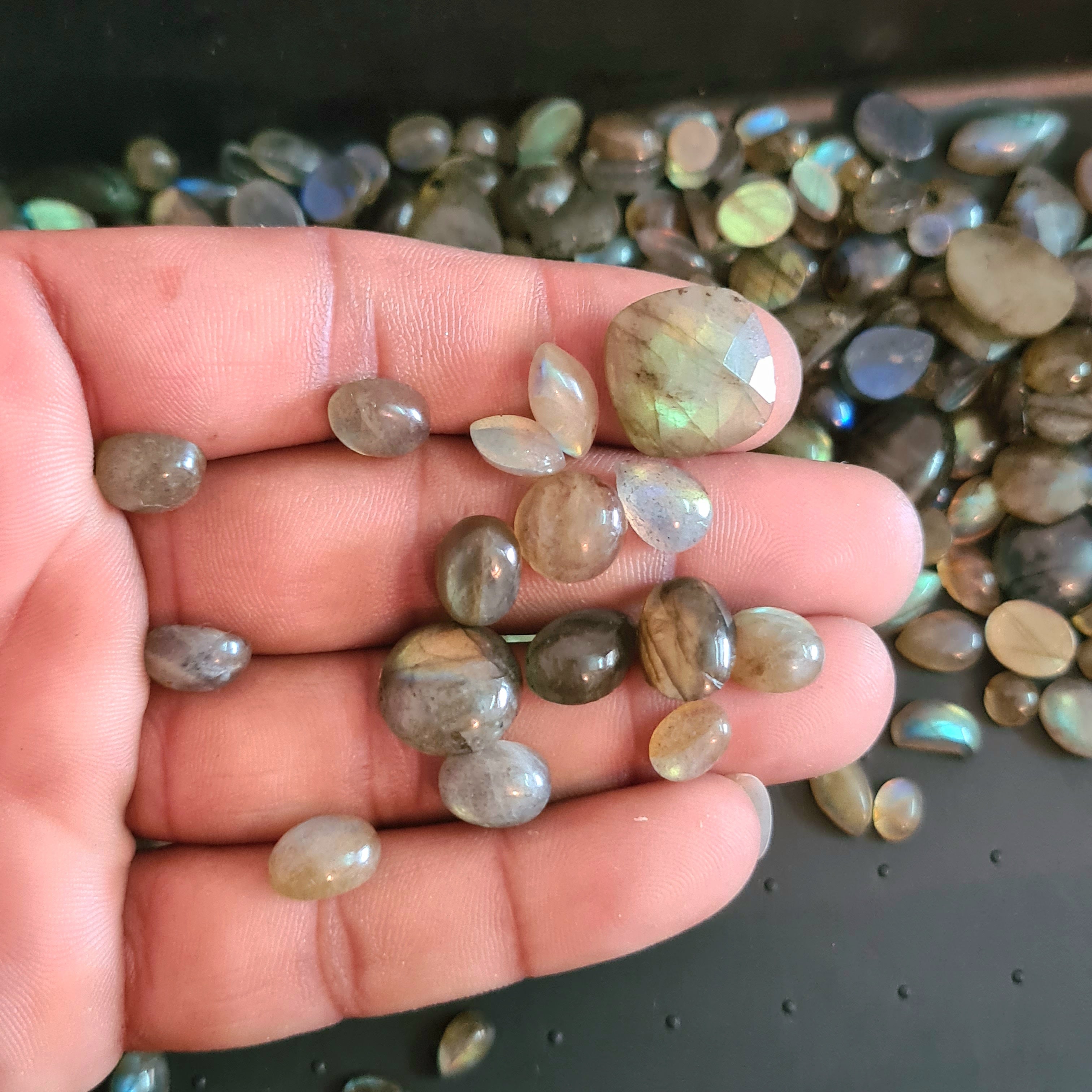 1 Lots Natural Labradorite Cabochons | 4-21mm | Shape: Mix - The LabradoriteKing