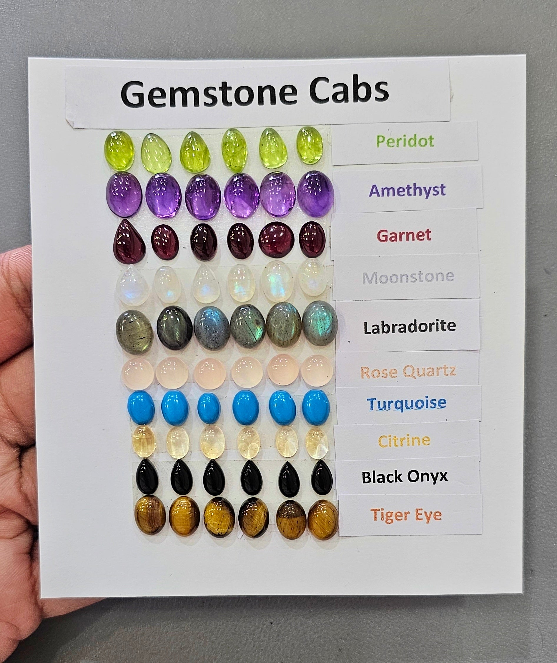 1 Card Natural Mix Gemstone Cabochons | 4–13mm | Multi-Stone Assortment | Polished Cabochons - The LabradoriteKing