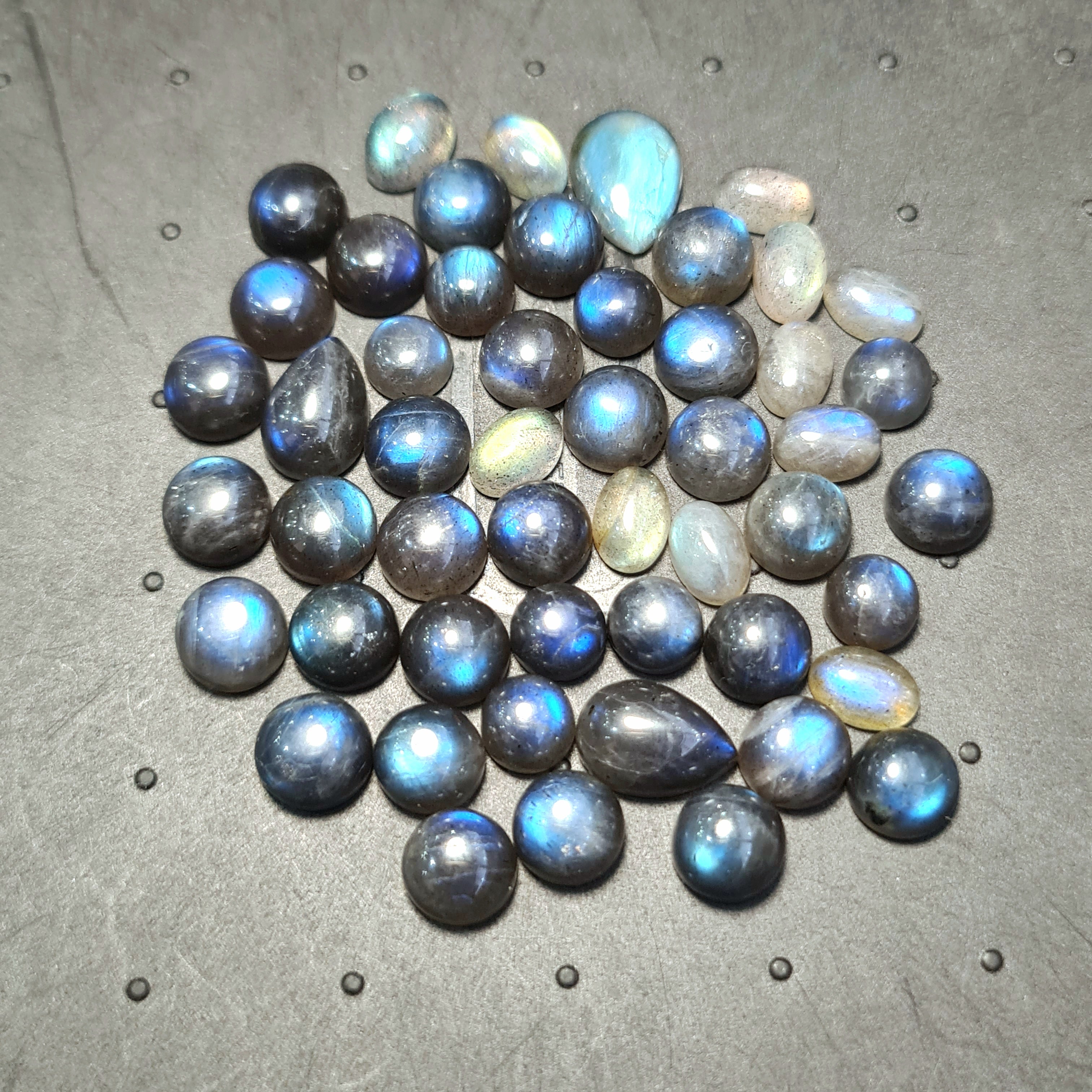 1 Lots Natural Labradorite Cabochons | 5-11mm | Shape: Oval Pear And Round - The LabradoriteKing