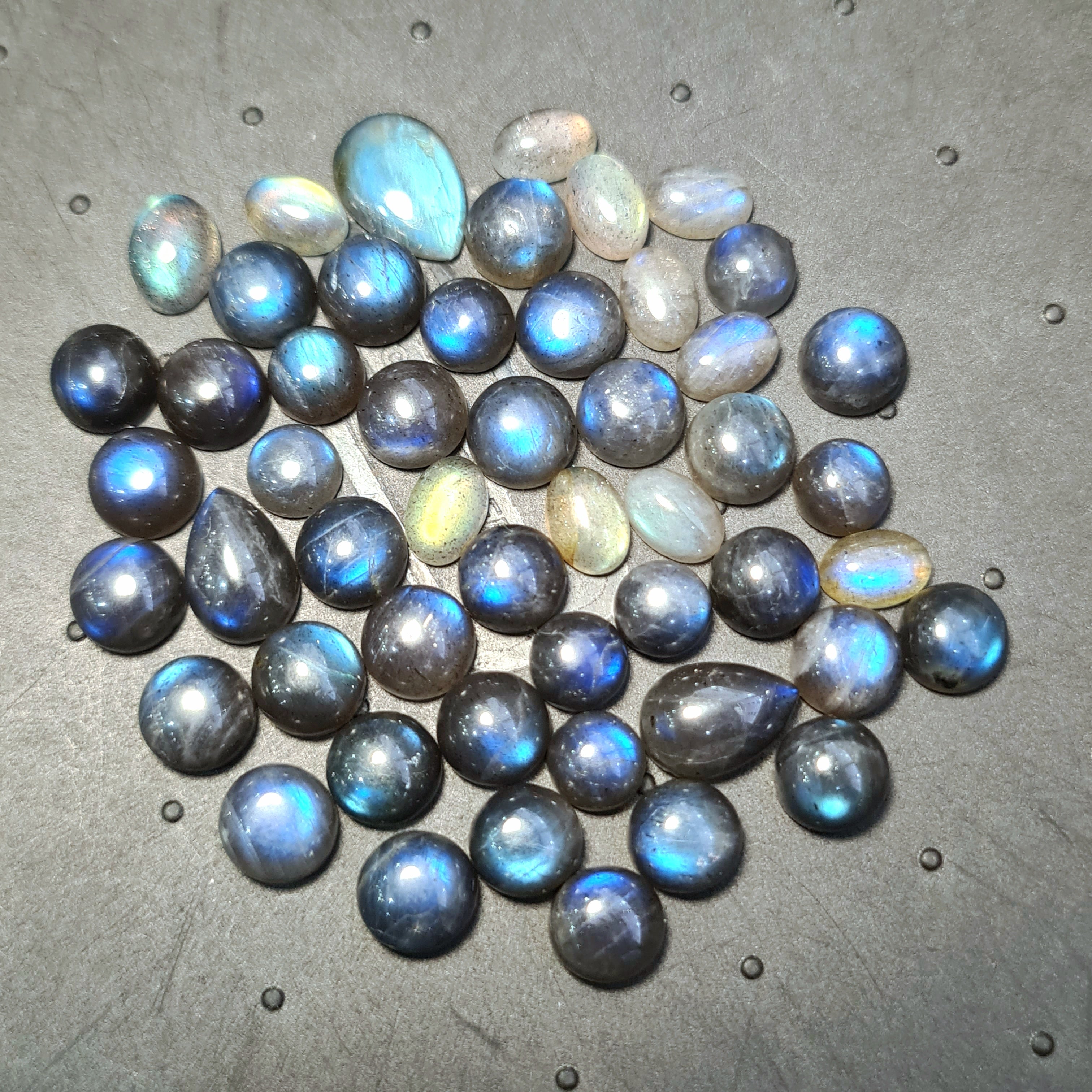 1 Lots Natural Labradorite Cabochons | 5-11mm | Shape: Oval Pear And Round - The LabradoriteKing