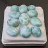 11 Pcs Natural Larimar Cabochons | 100% Natural and Untreated | 10-16mm | Shape: Oval, Pear And Round - The LabradoriteKing