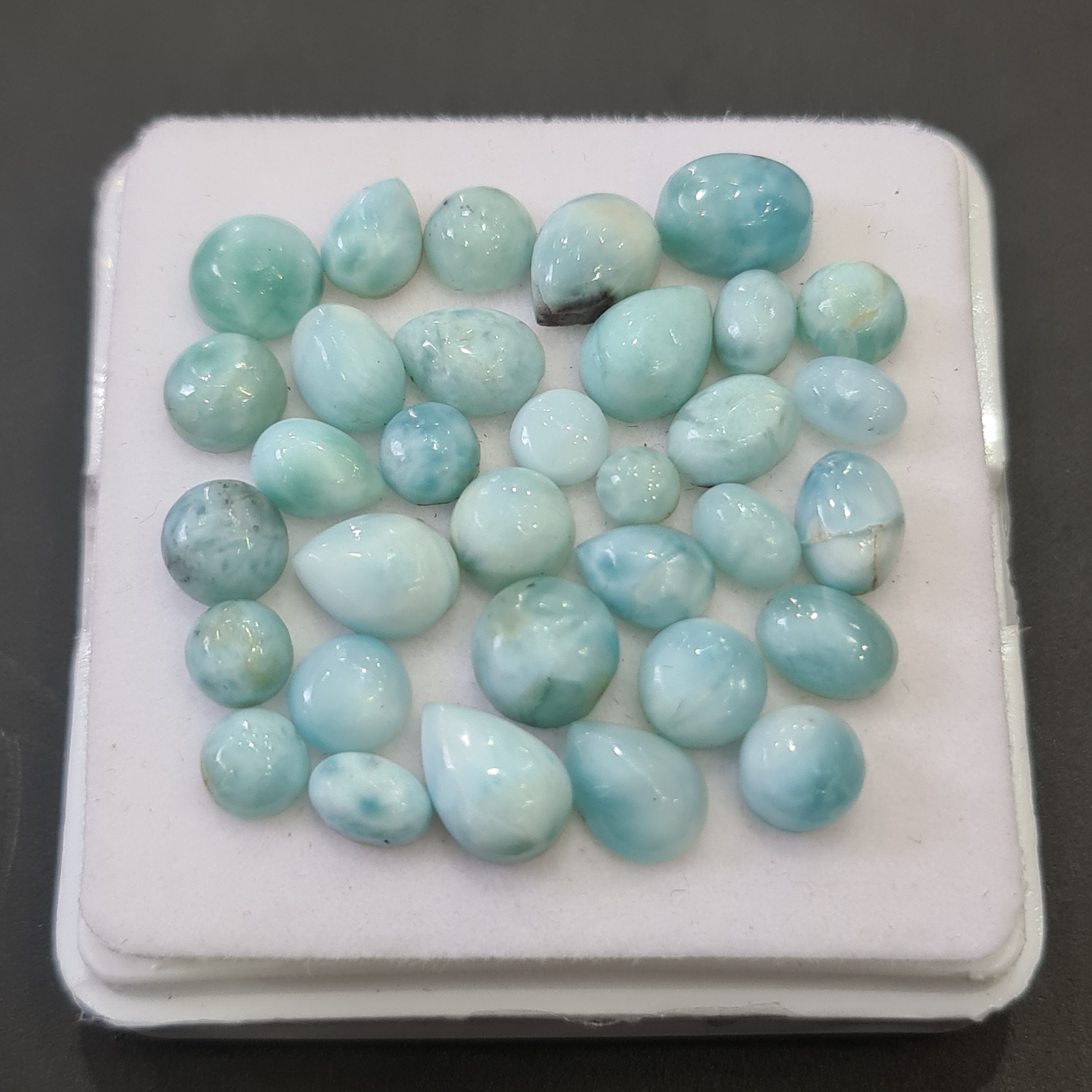 33 Pcs Natural Larimar Cabochons | 100% Natural and Untreated | 4-8mm | Shape: Mix - The LabradoriteKing