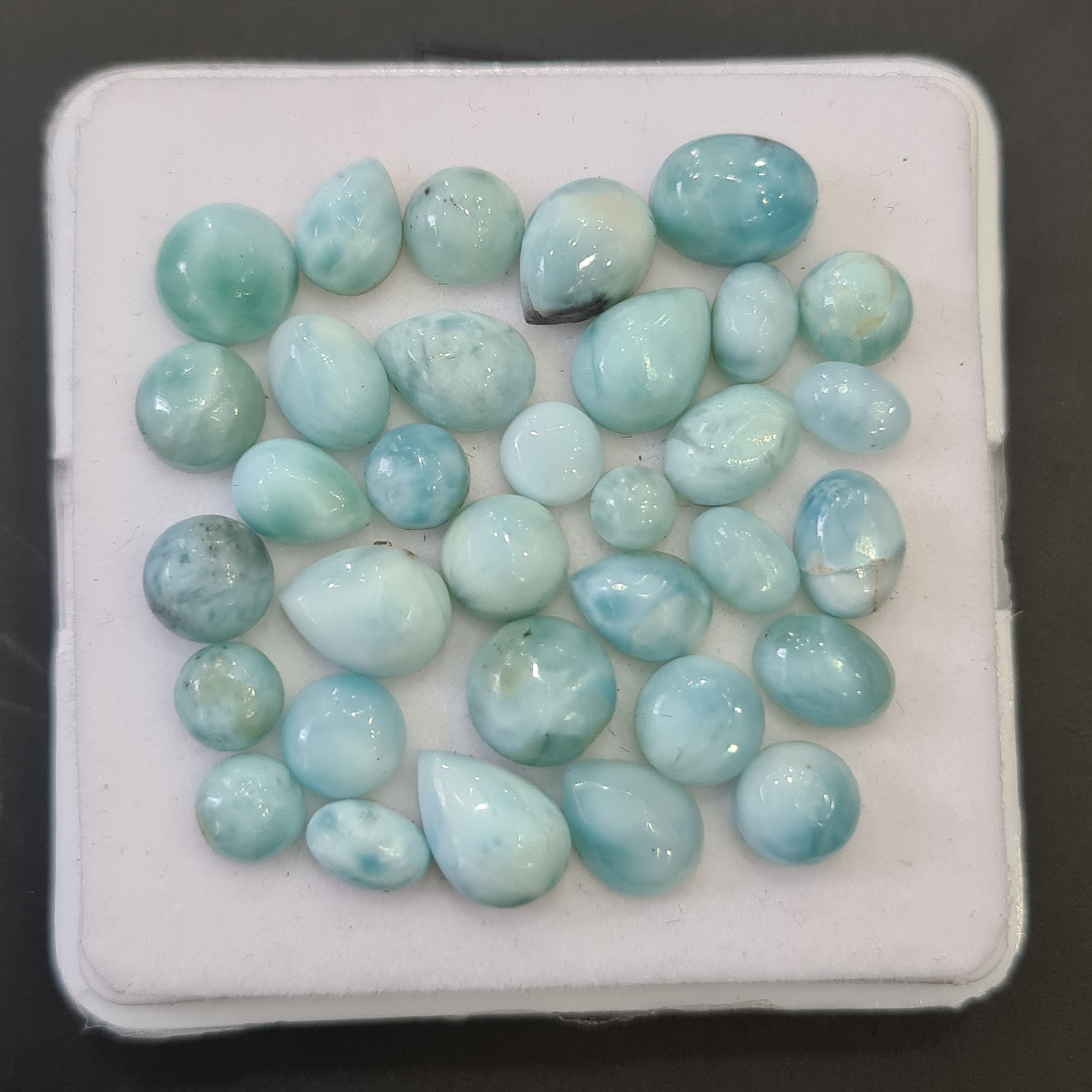 33 Pcs Natural Larimar Cabochons | 100% Natural and Untreated | 4-8mm | Shape: Mix - The LabradoriteKing