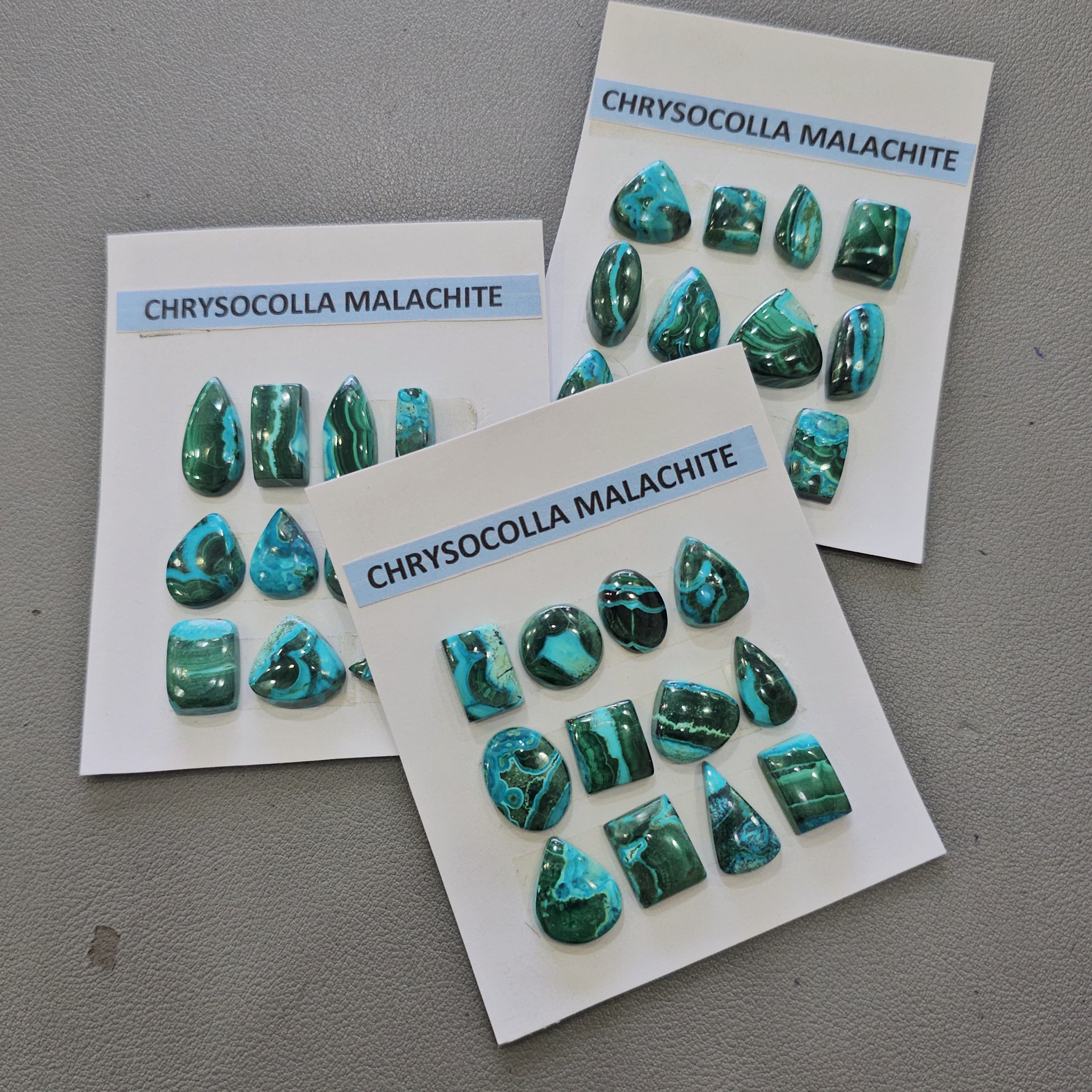 1 Cards Natural Chrysocolla Malachite Cabochons | 13-20mm | Mix Shapes - The LabradoriteKing